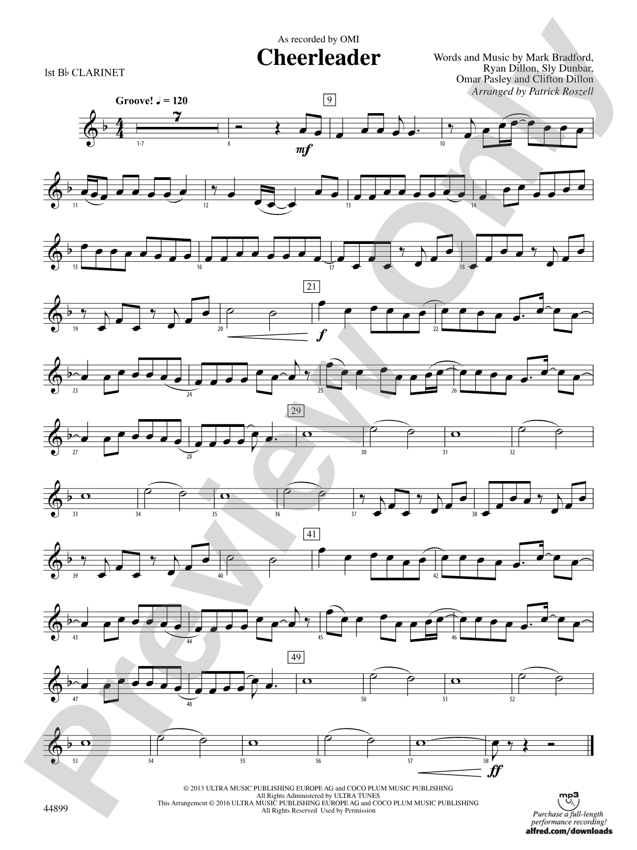 Cheerleader: 1st B-flat Clarinet