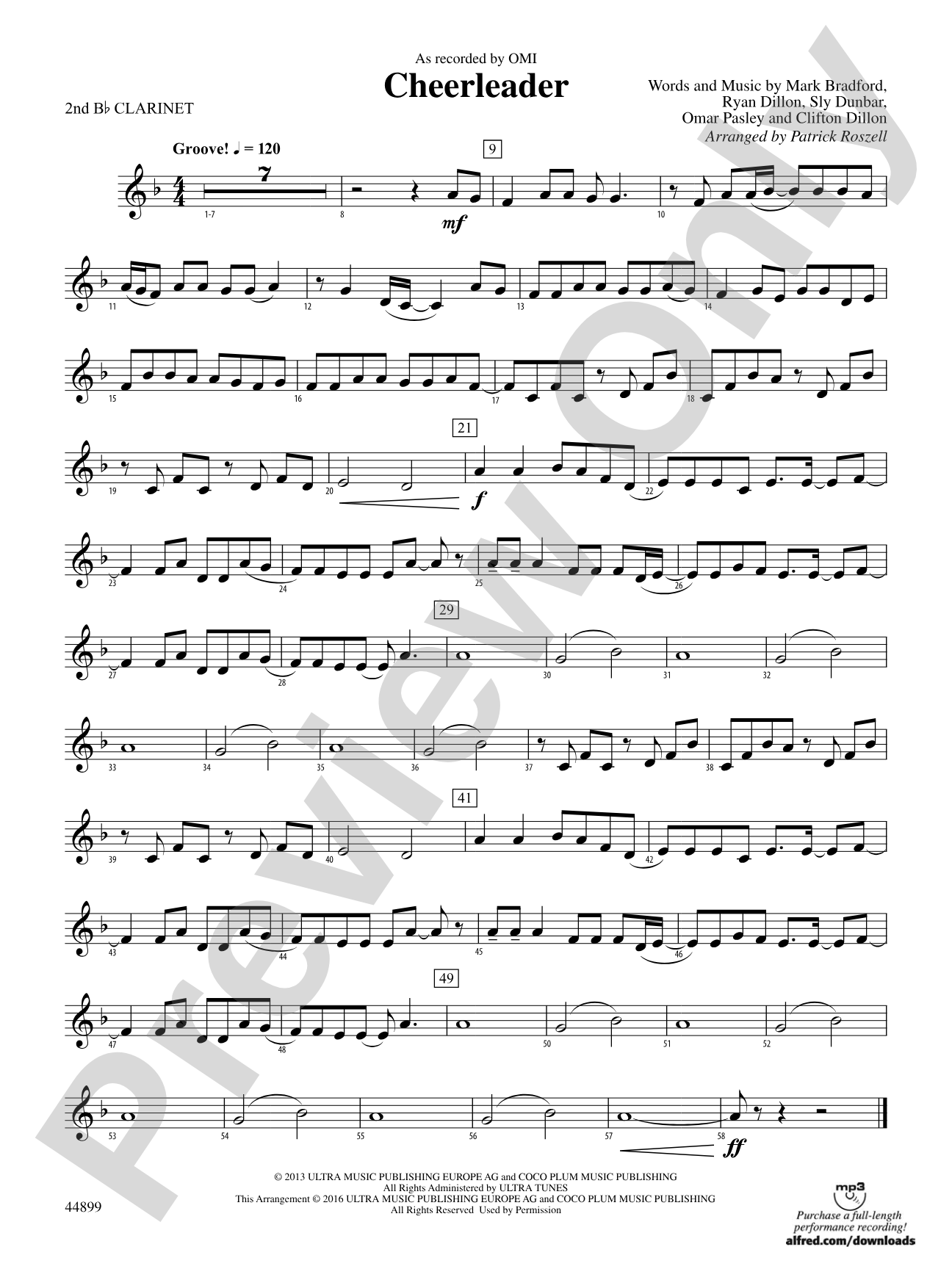 Cheerleader: 2nd B-flat Clarinet