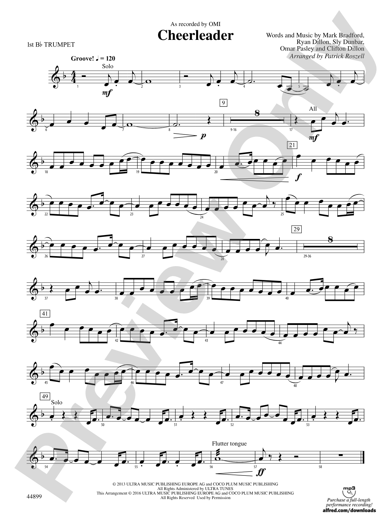 Cheerleader: 1st B-flat Trumpet