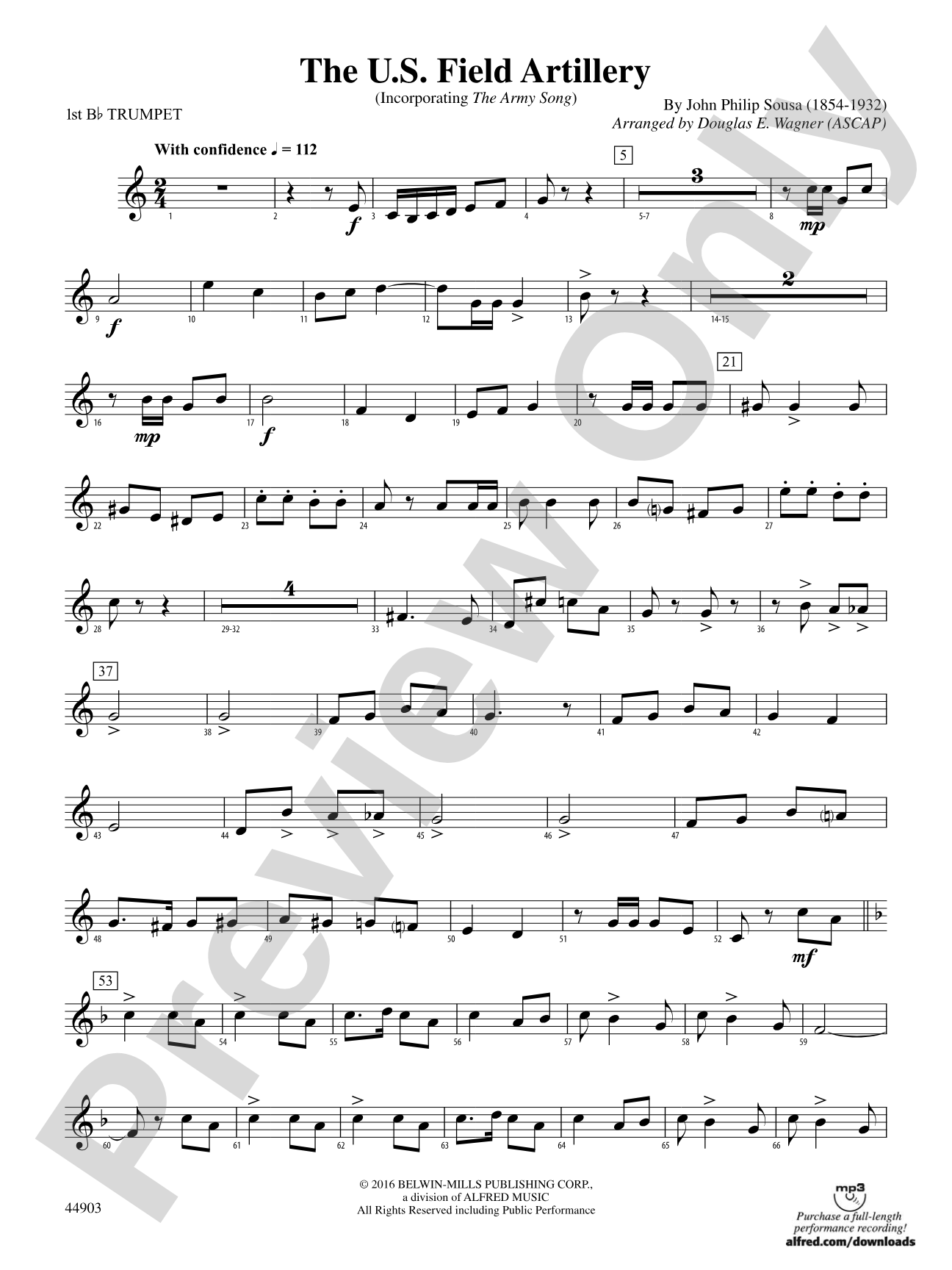 The U.S. Field Artillery: 1st B-flat Trumpet