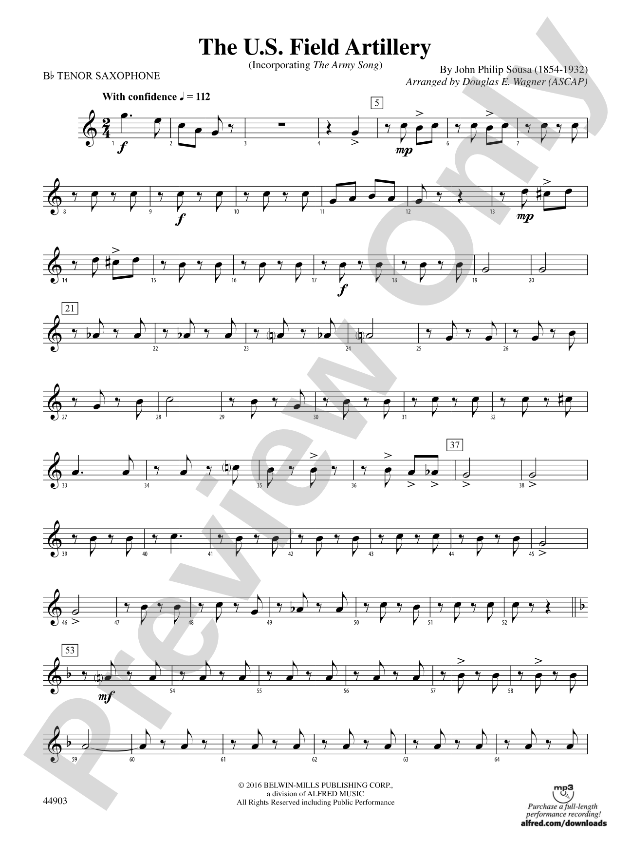 The U.S. Field Artillery: B-flat Tenor Saxophone