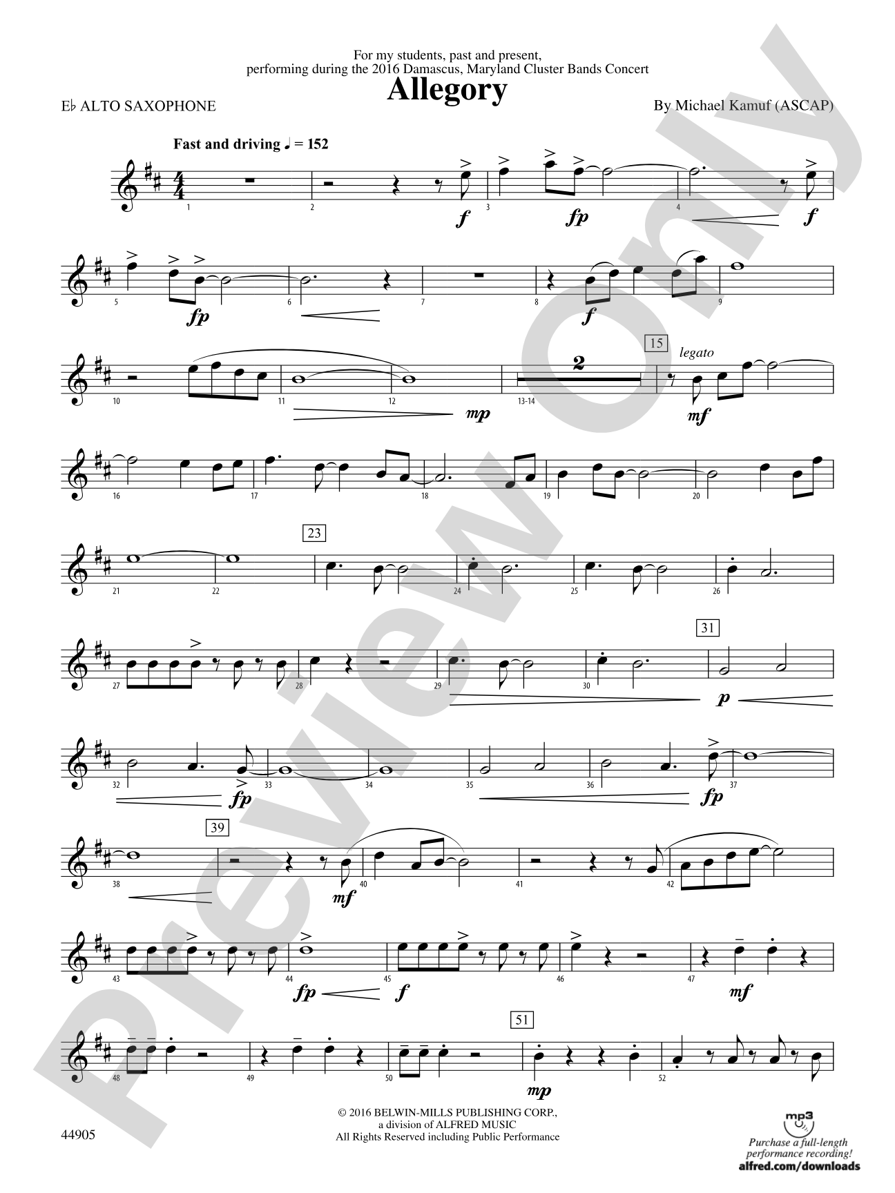 Allegory: E-flat Alto Saxophone