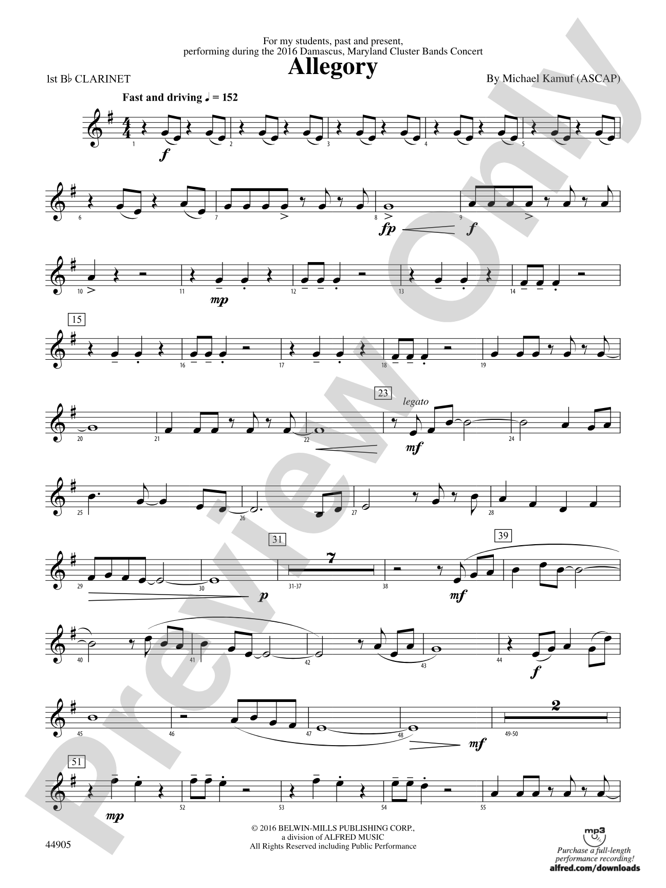 Allegory: 1st B-flat Clarinet