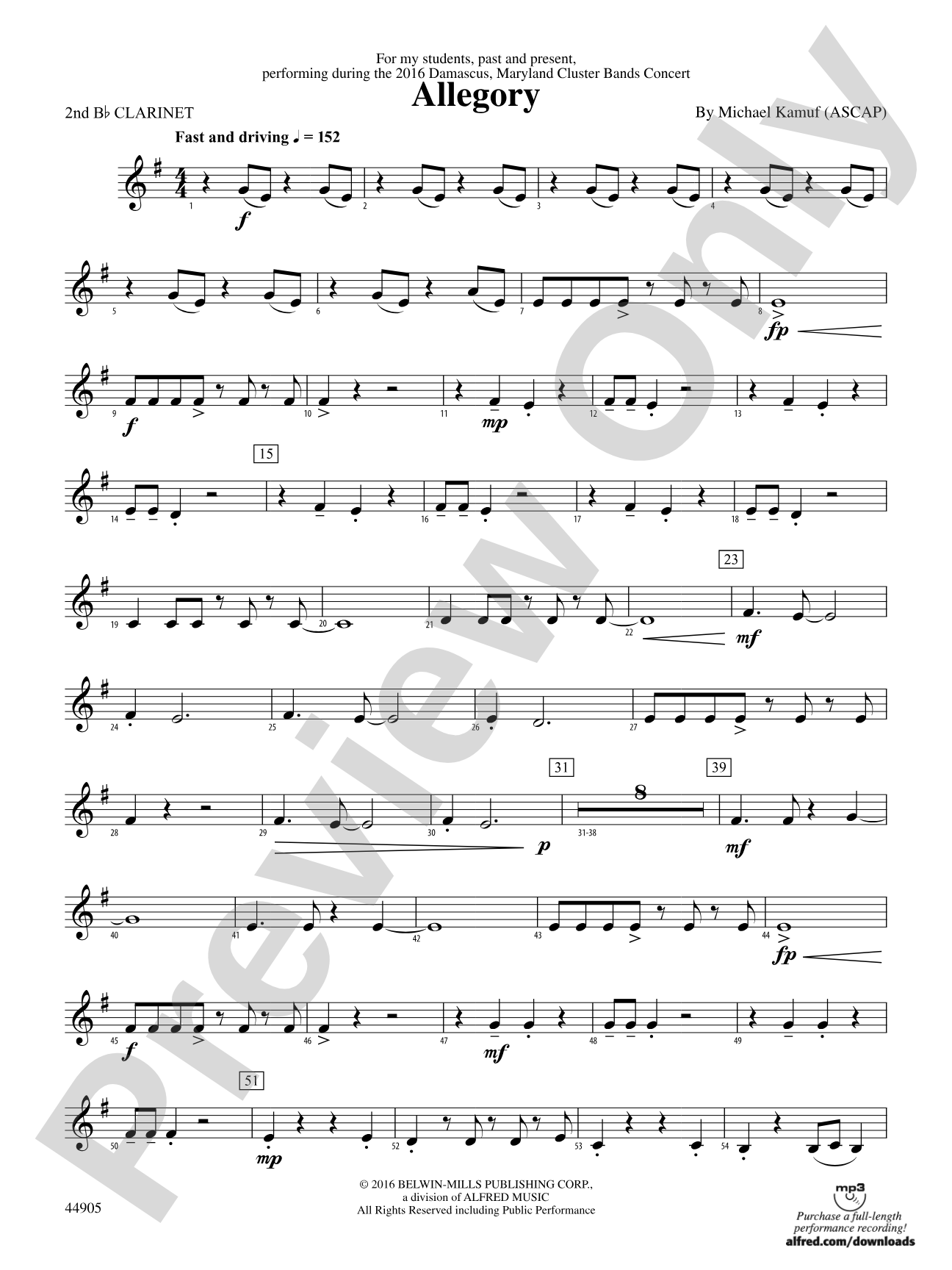 Allegory: 2nd B-flat Clarinet