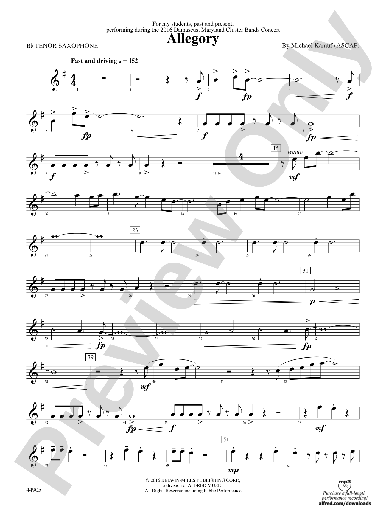 Allegory: B-flat Tenor Saxophone