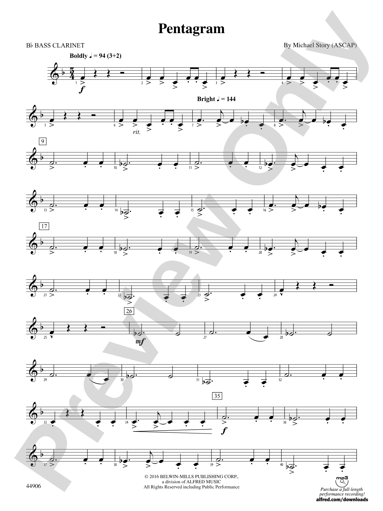 Pentagram: B-flat Bass Clarinet