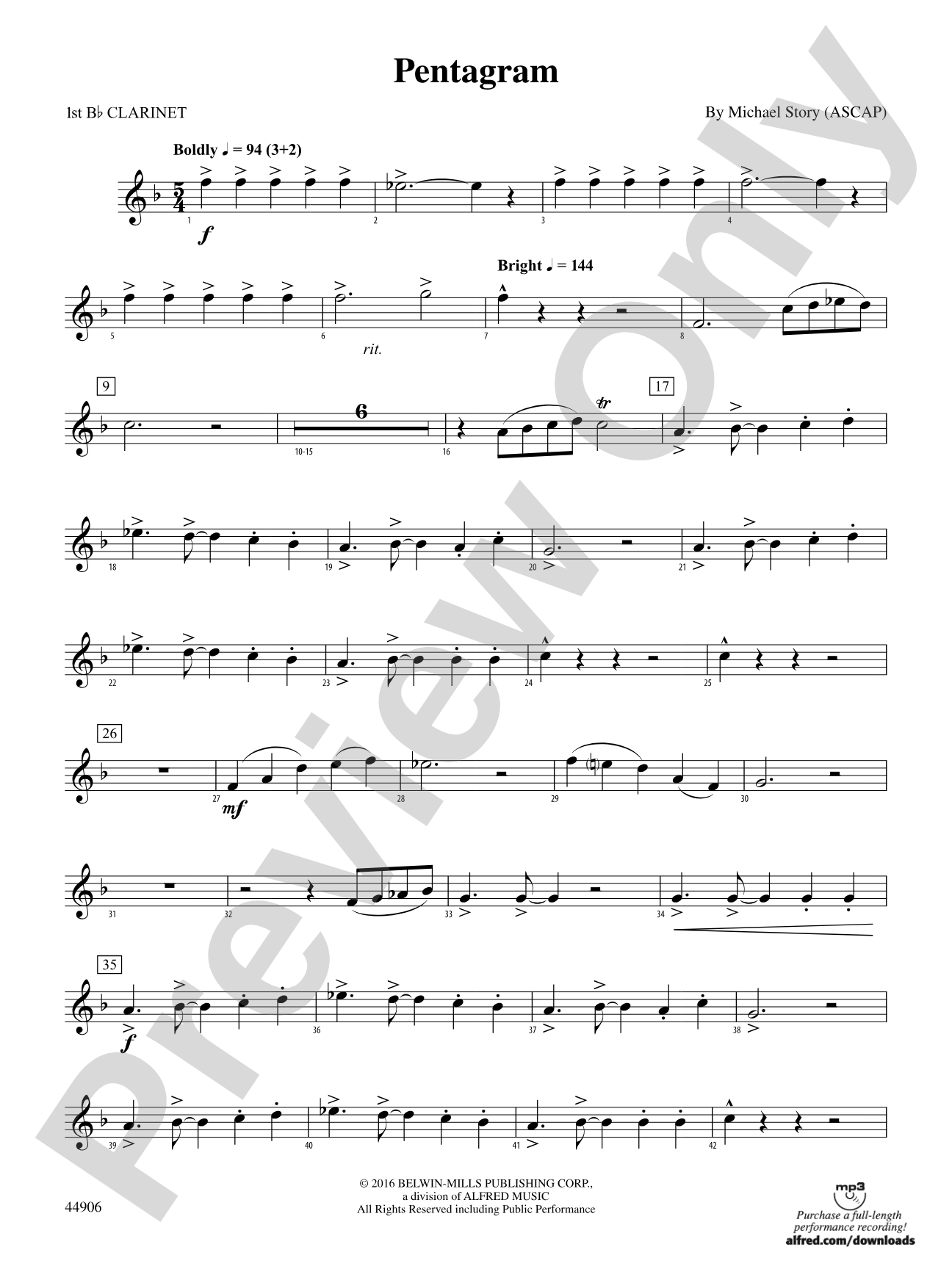 Pentagram: 1st B-flat Clarinet