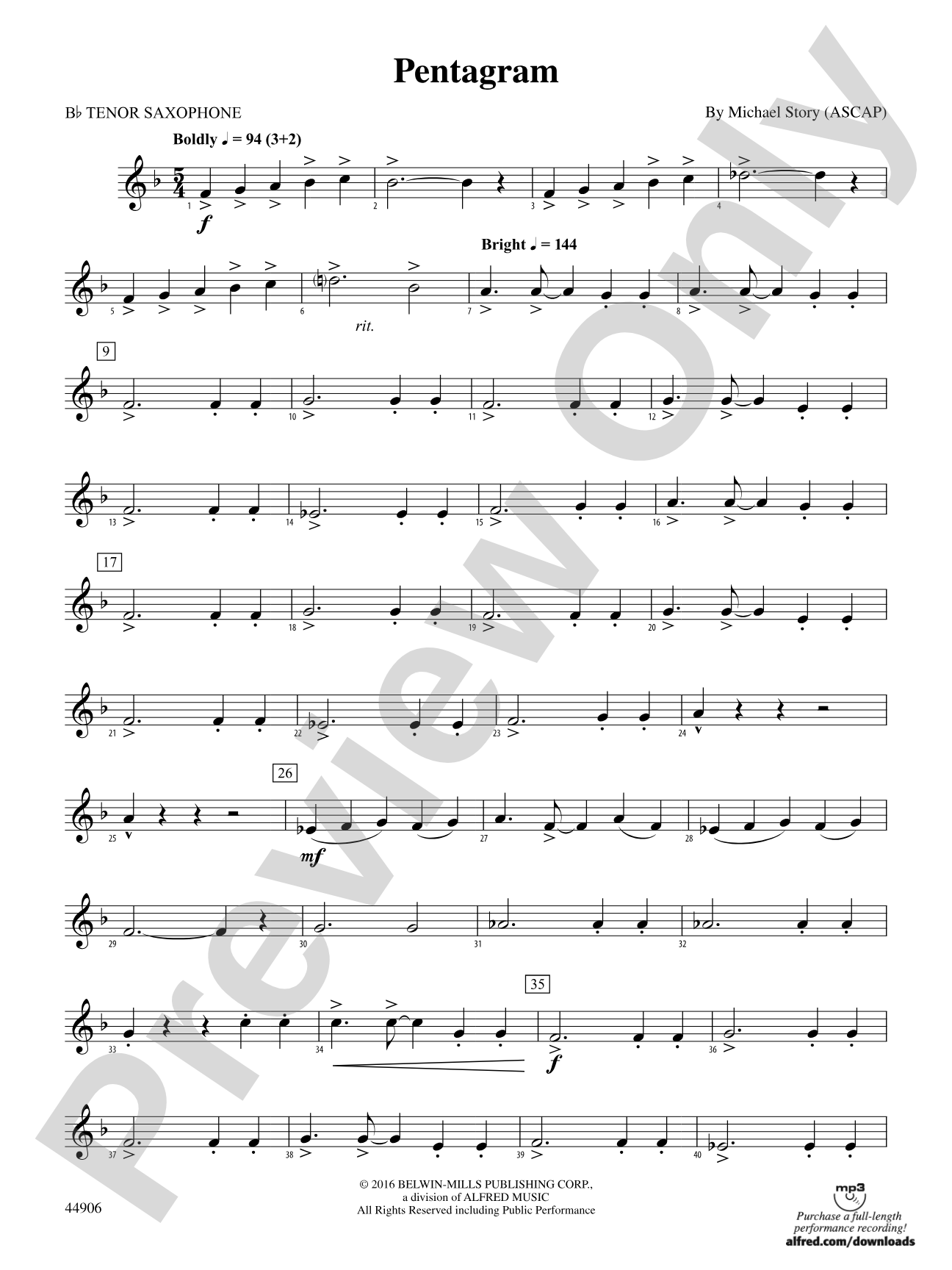 Pentagram: B-flat Tenor Saxophone