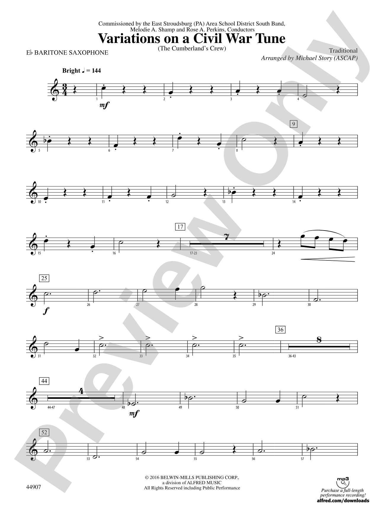 Variations on a Civil War Tune: E-flat Baritone Saxophone