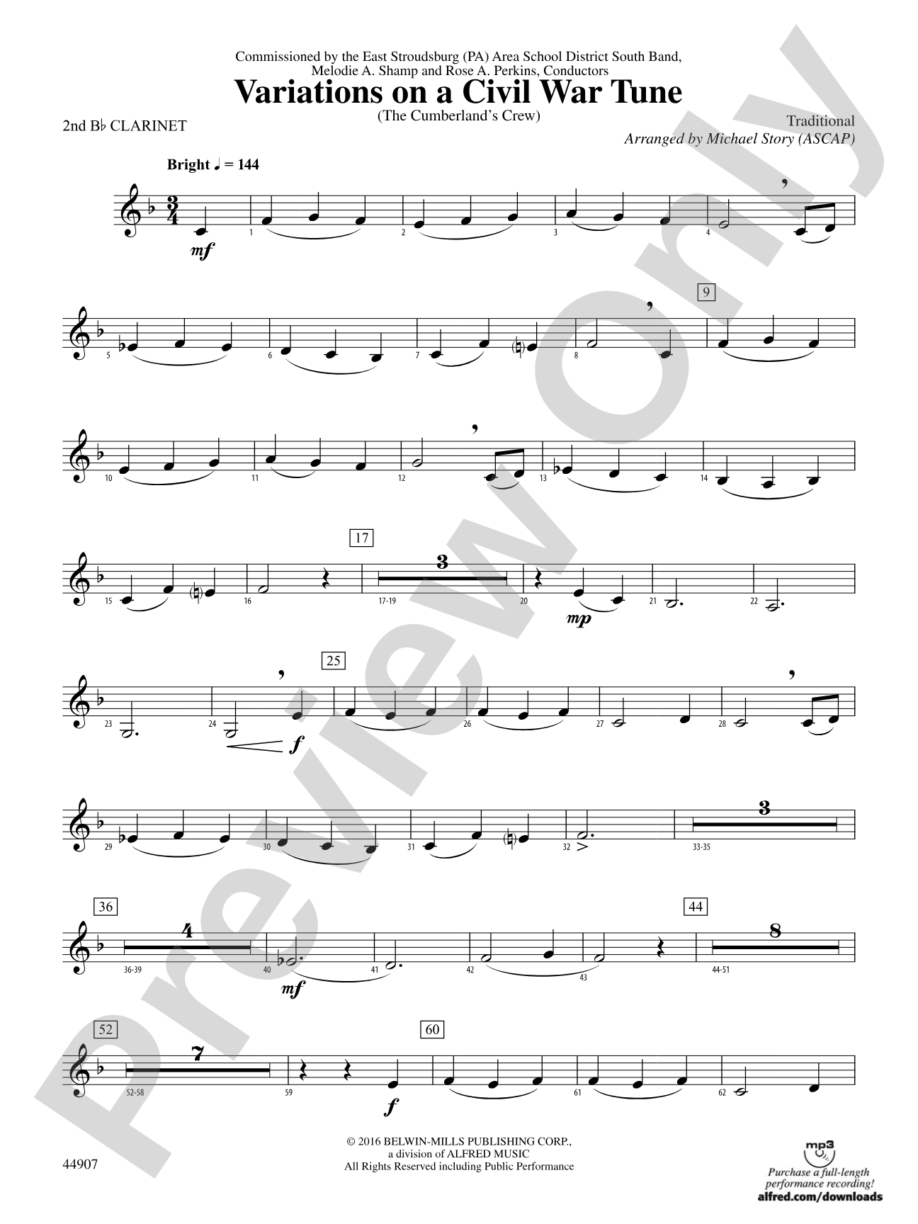 Variations on a Civil War Tune: 2nd B-flat Clarinet