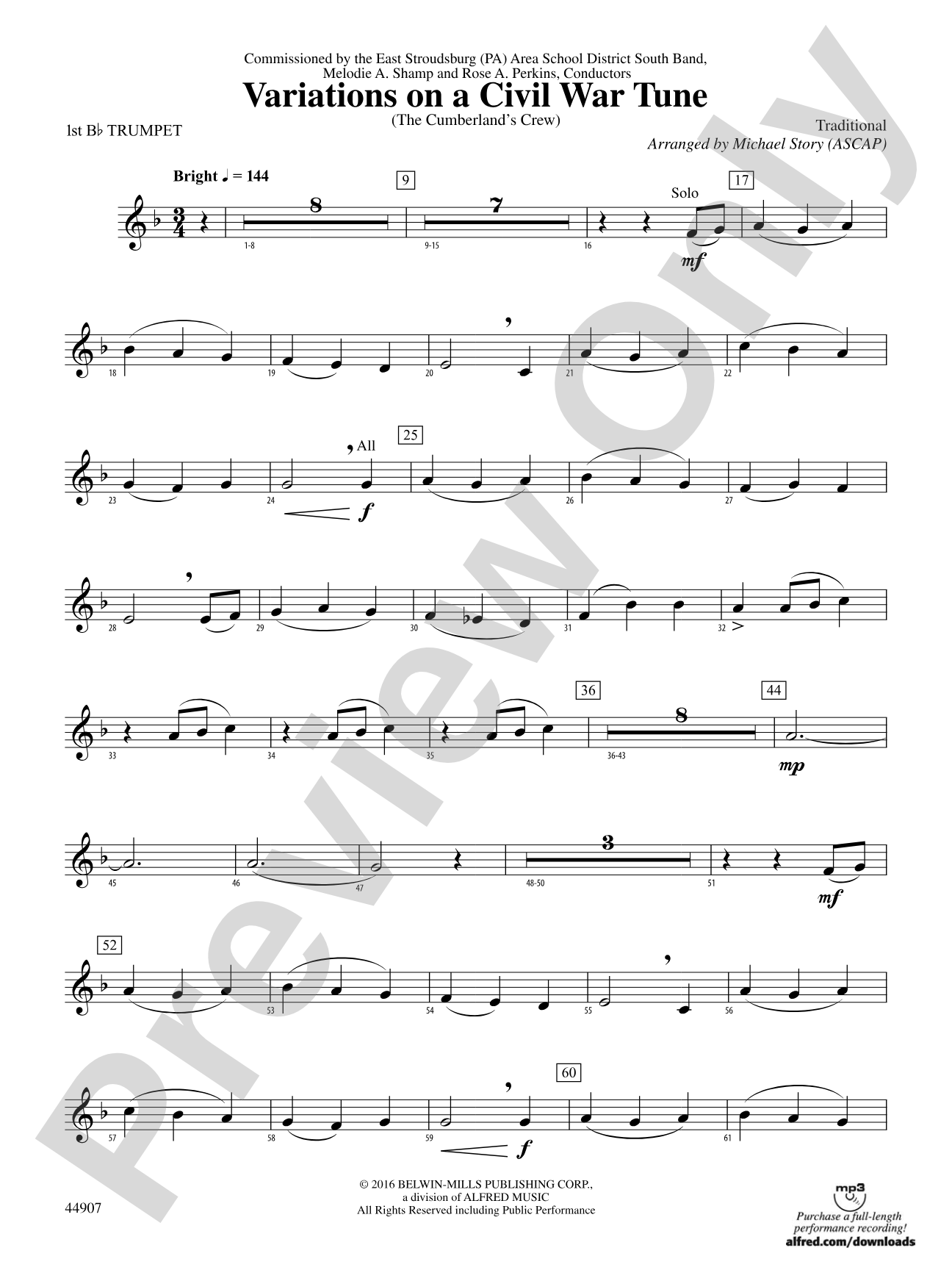 Variations on a Civil War Tune: 1st B-flat Trumpet