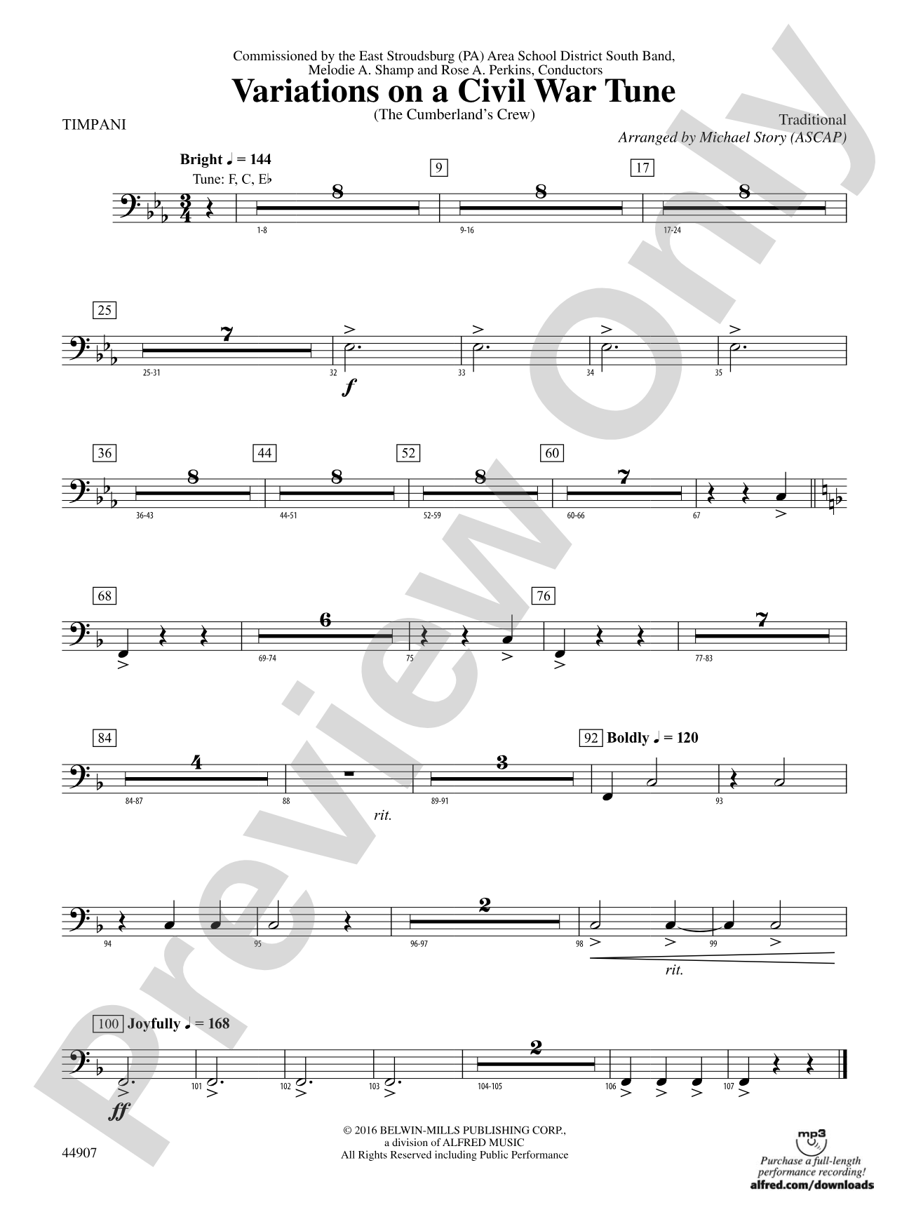 Variations on a Civil War Tune: Timpani