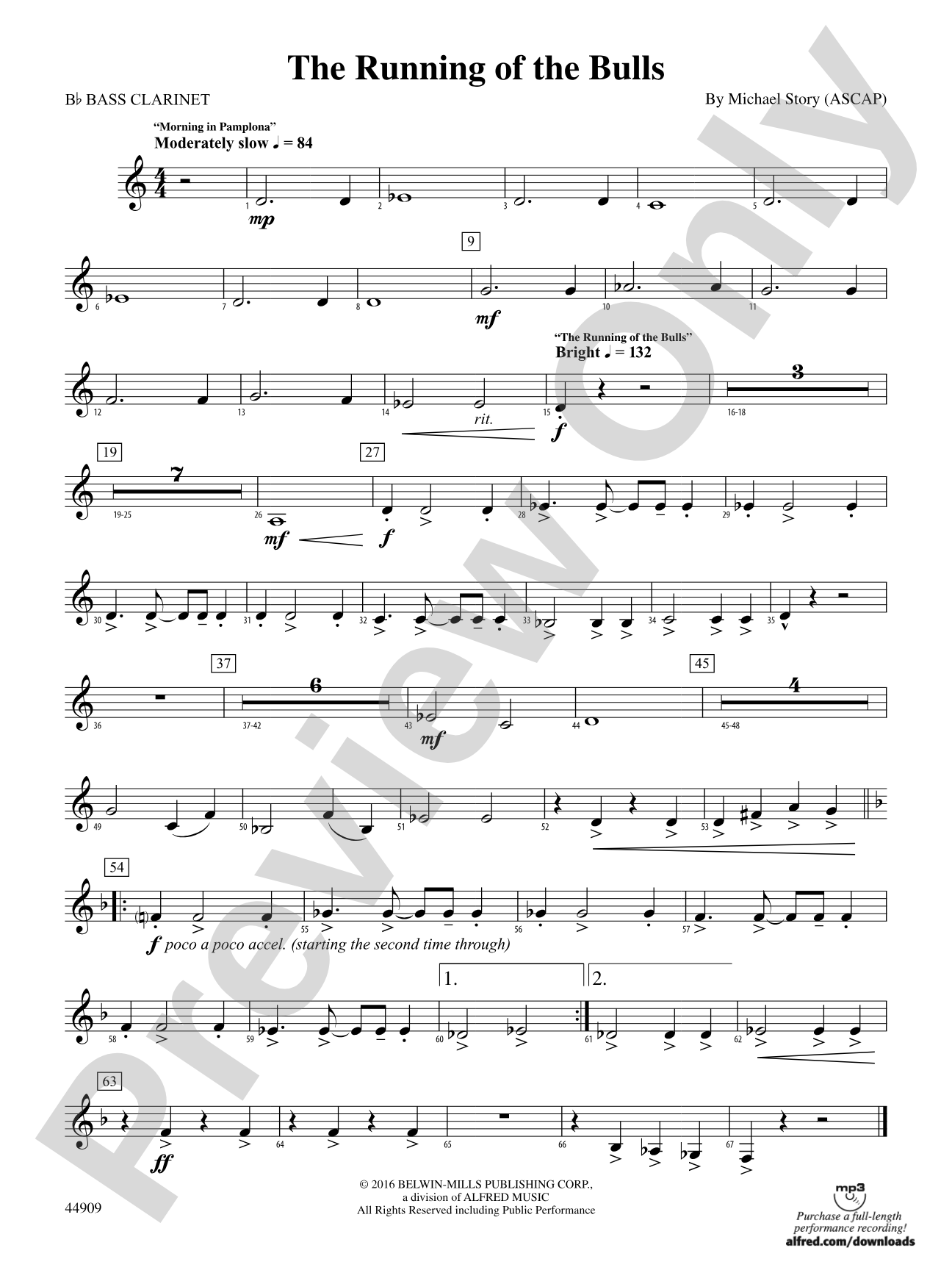 The Running of the Bulls: B-flat Bass Clarinet