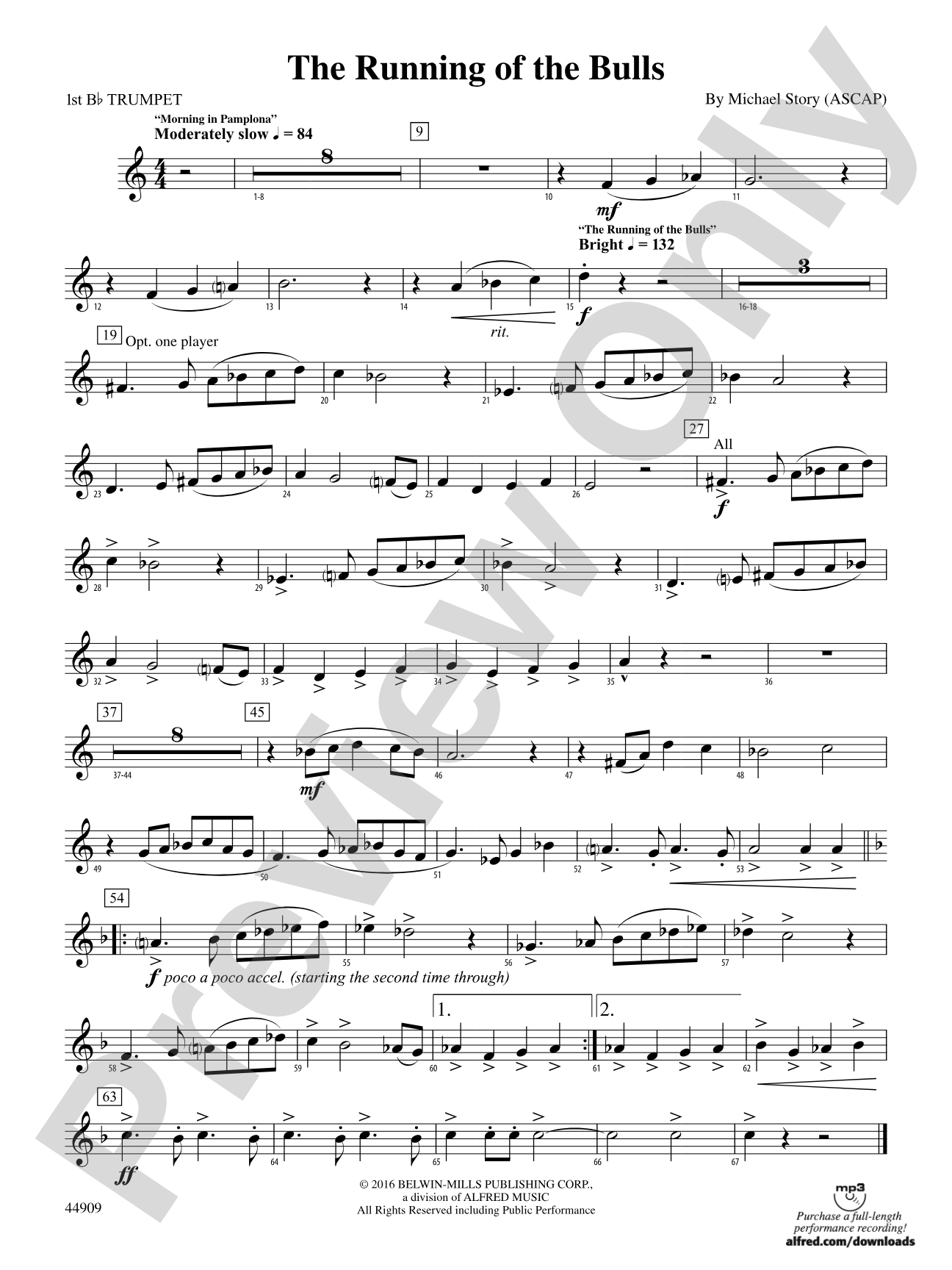 The Running of the Bulls: 1st B-flat Trumpet