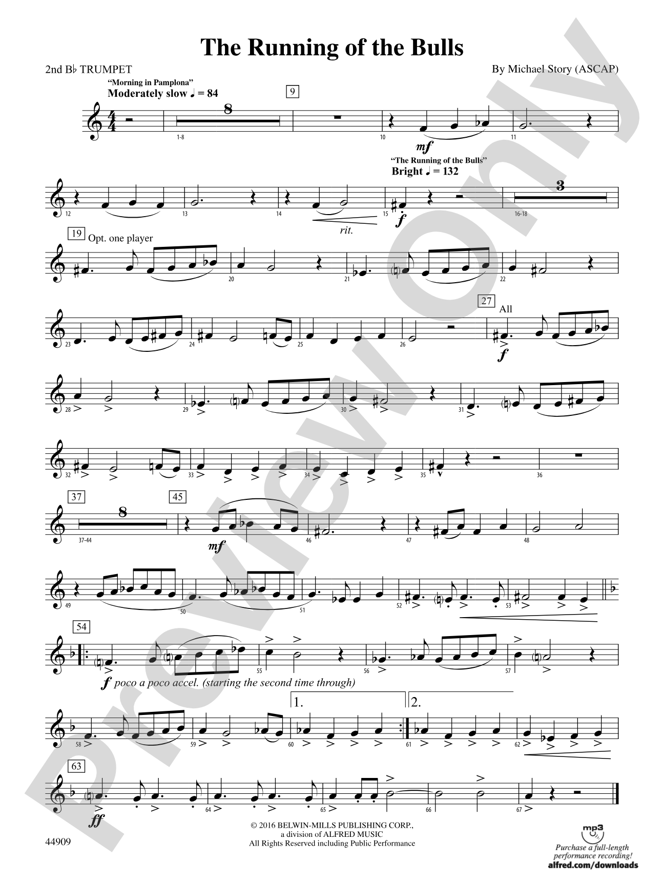 The Running of the Bulls: 2nd B-flat Trumpet