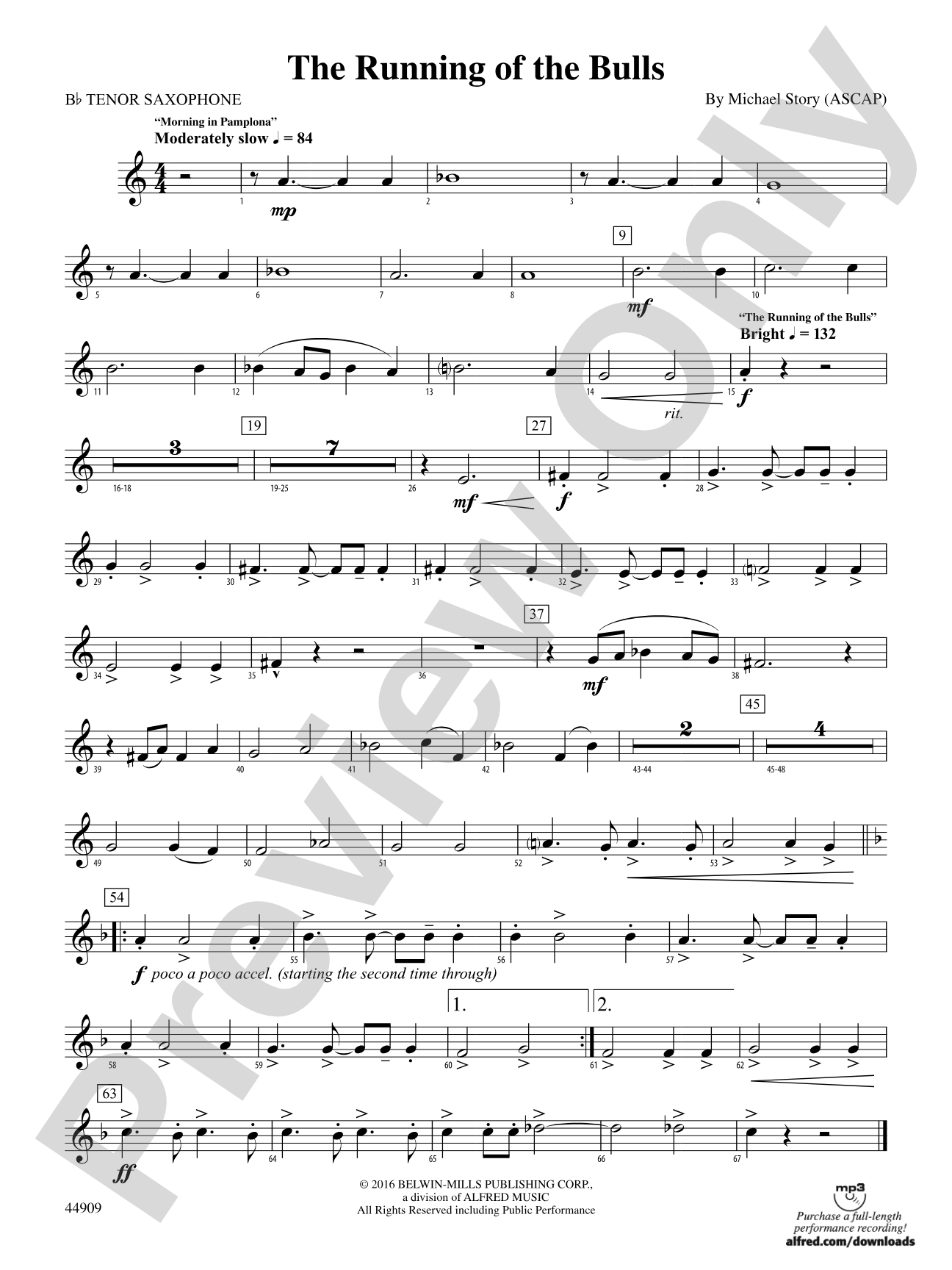 The Running of the Bulls: B-flat Tenor Saxophone