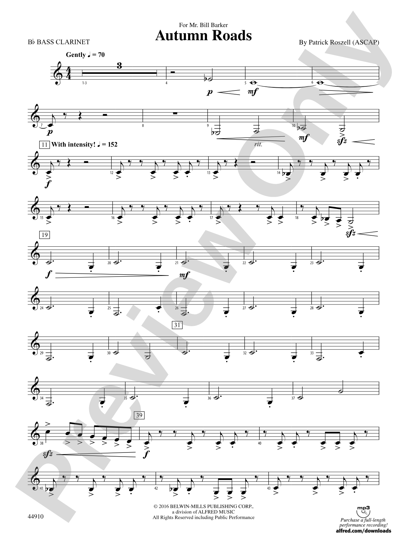 Autumn Roads: B-flat Bass Clarinet