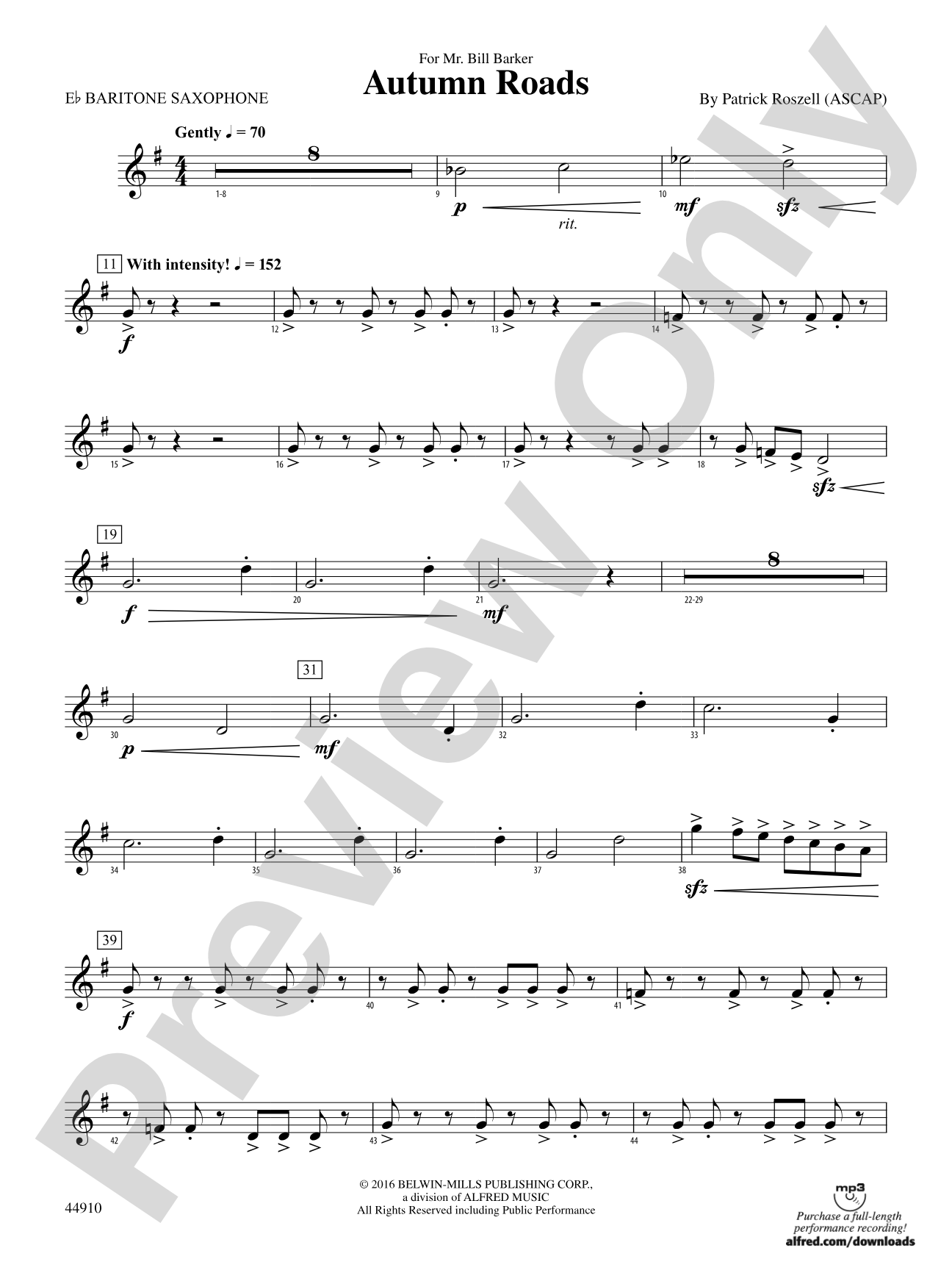 Autumn Roads: E-flat Baritone Saxophone