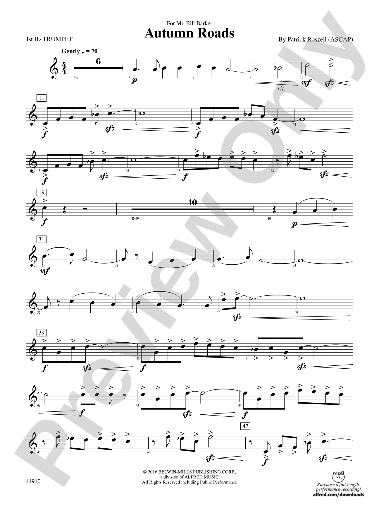 Autumn Roads: 1st B-flat Trumpet