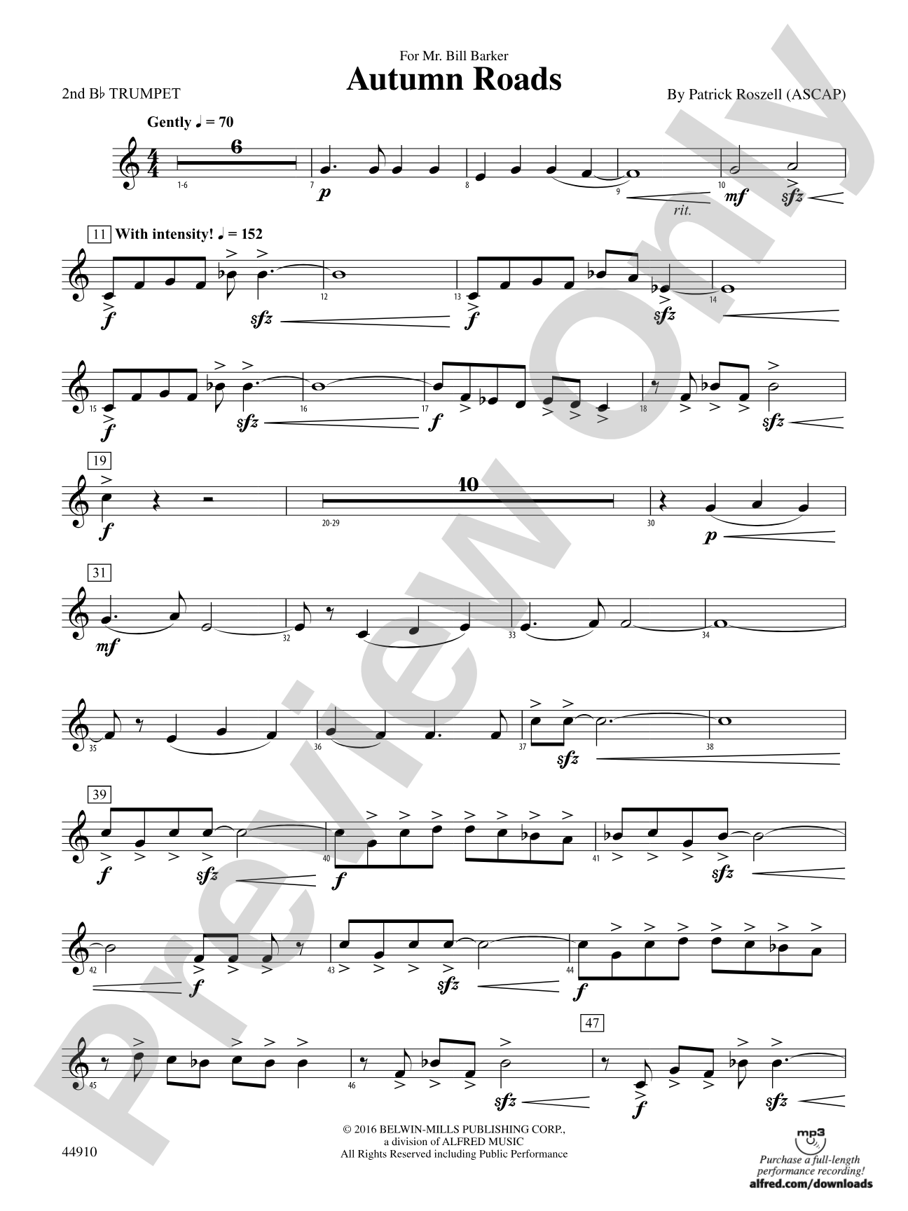 Autumn Roads: 2nd B-flat Trumpet