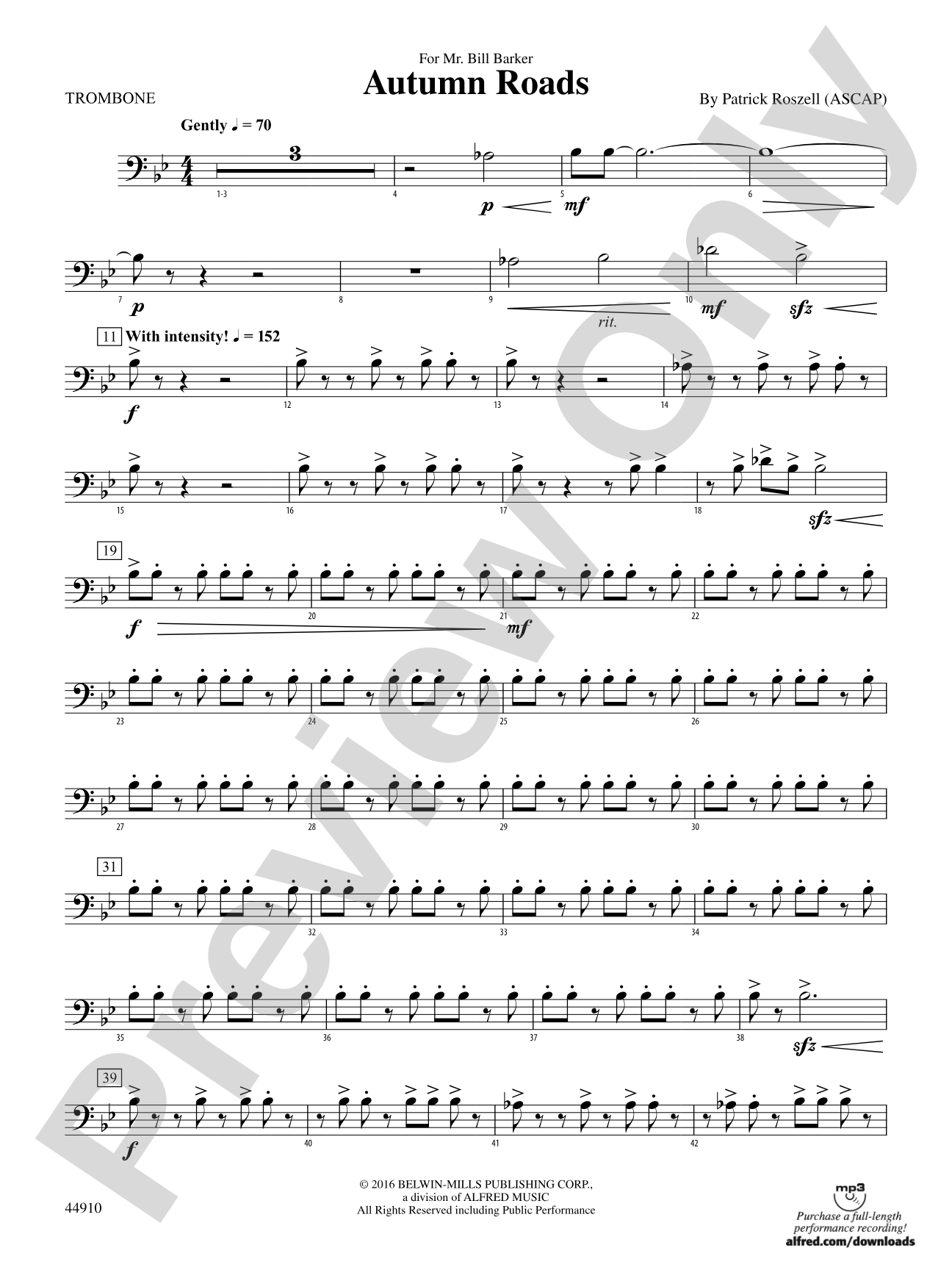 Autumn Roads: 1st Trombone