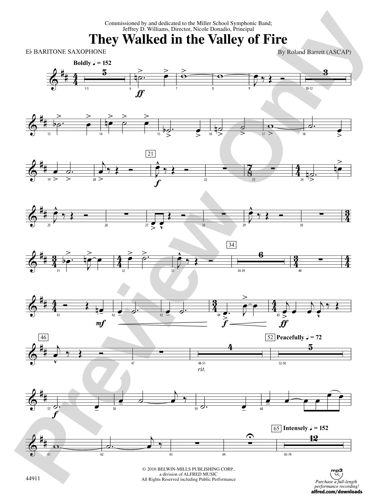 They Walked in the Valley of Fire: E-flat Baritone Saxophone