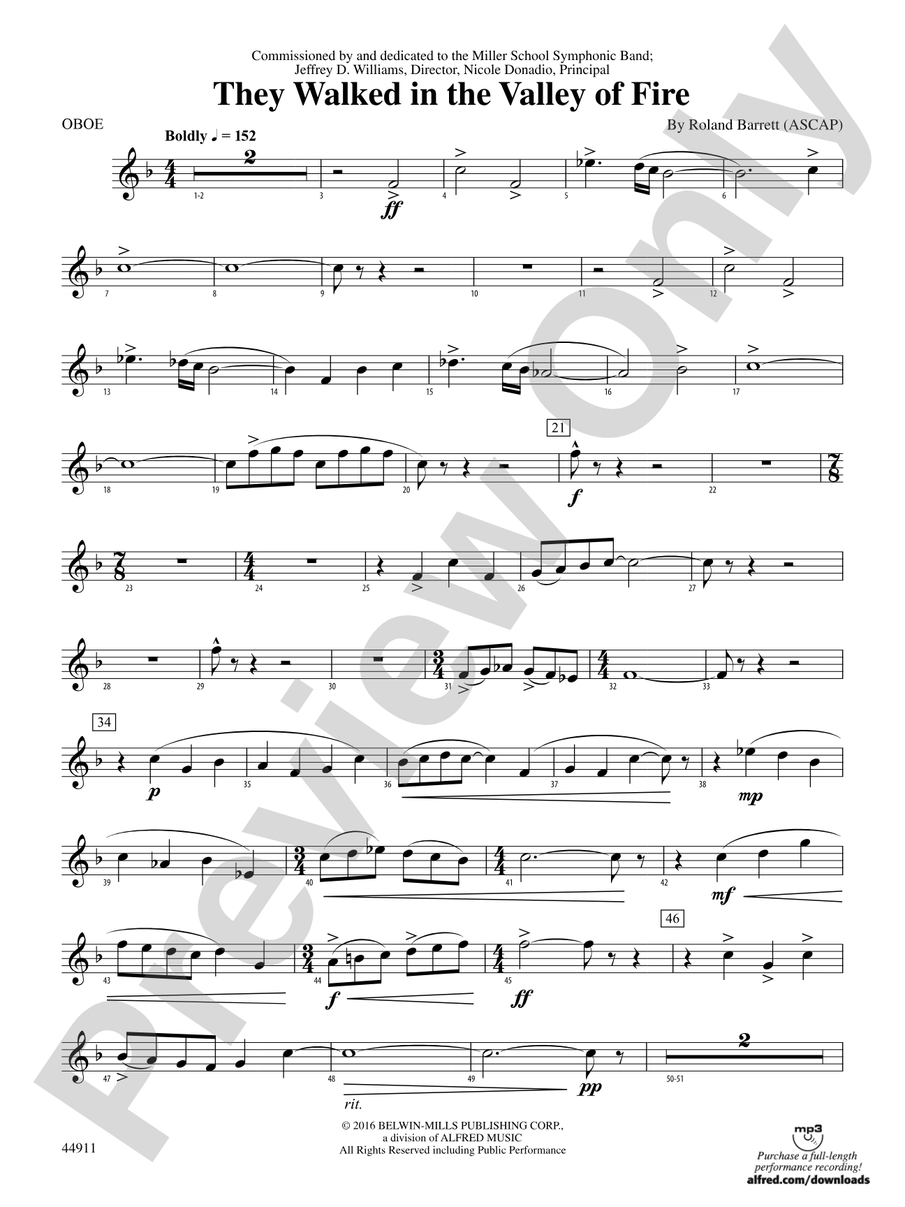 They Walked in the Valley of Fire: Oboe