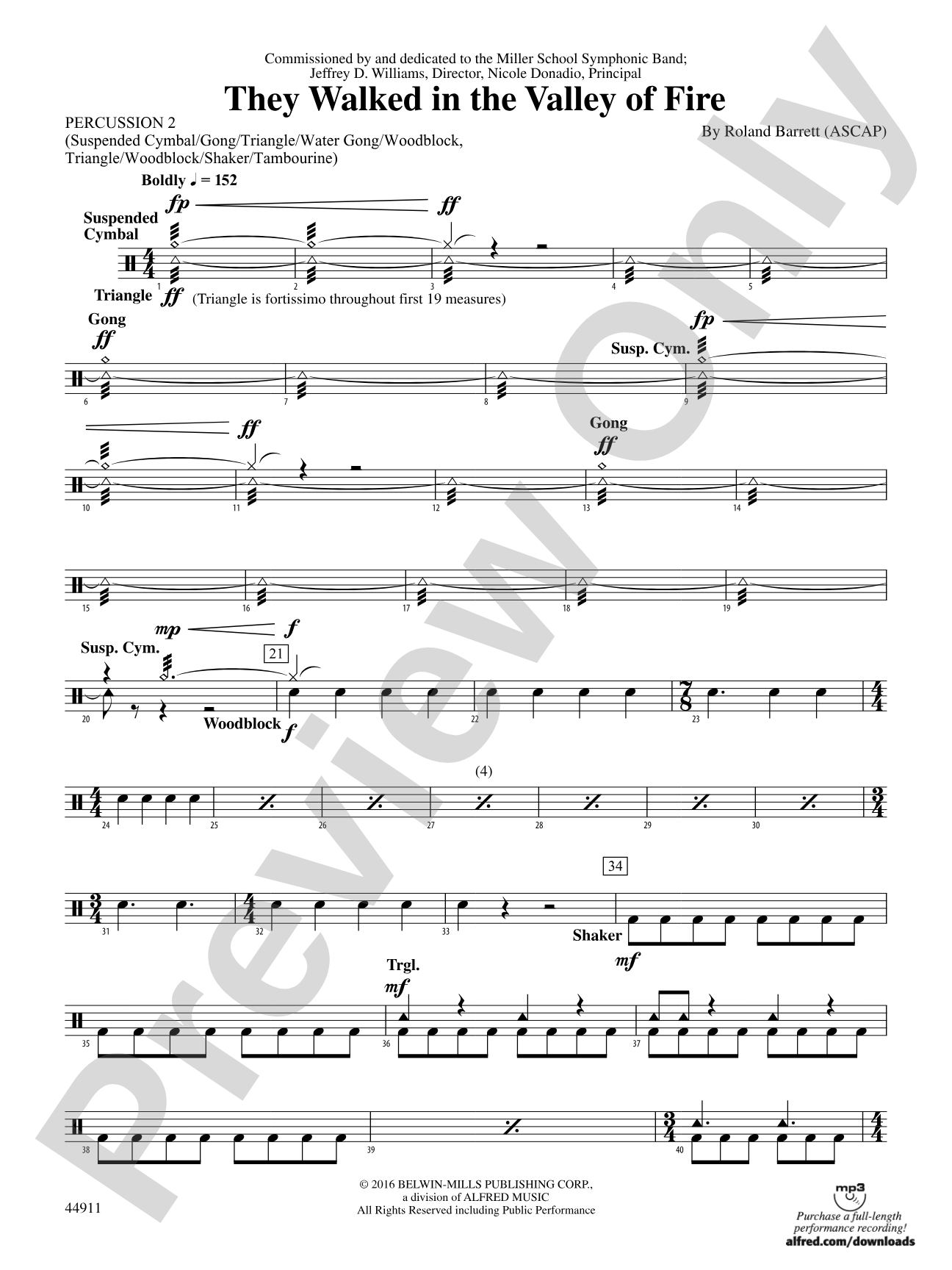 They Walked in the Valley of Fire: 2nd Percussion