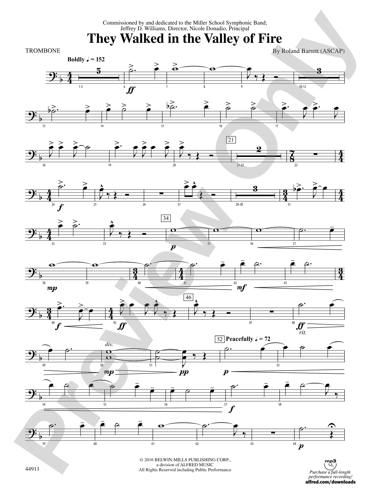 They Walked in the Valley of Fire: 1st Trombone