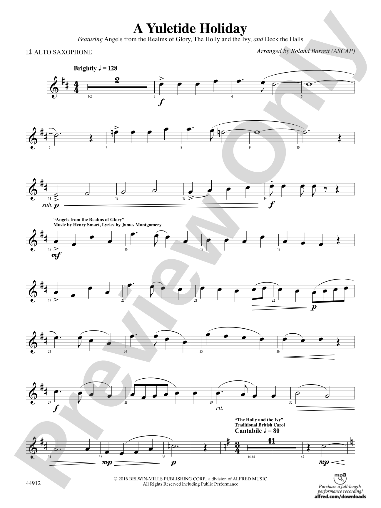 A Yuletide Holiday: E-flat Alto Saxophone