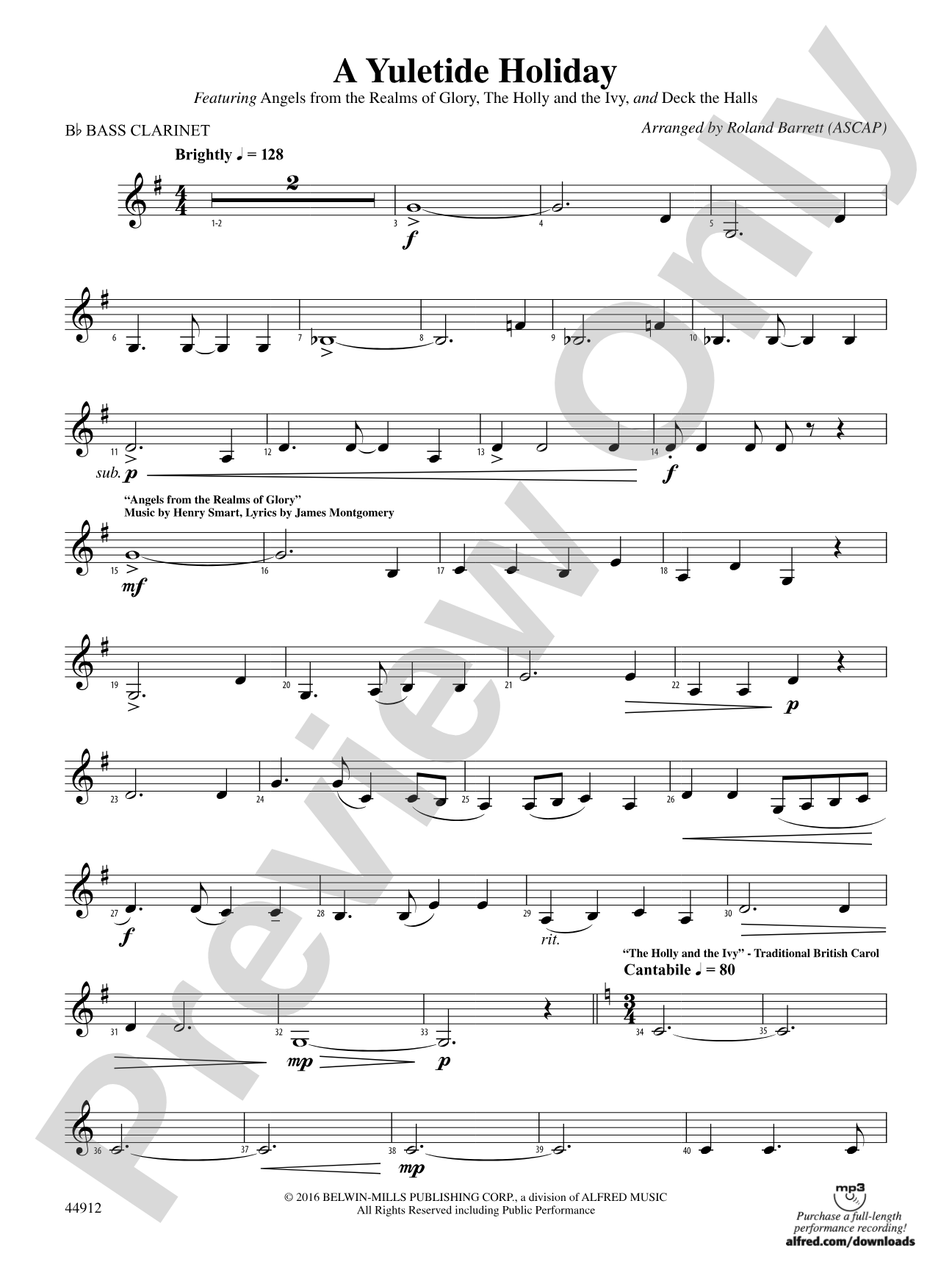 A Yuletide Holiday: B-flat Bass Clarinet