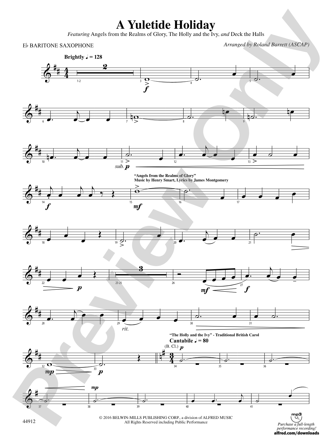 A Yuletide Holiday: E-flat Baritone Saxophone