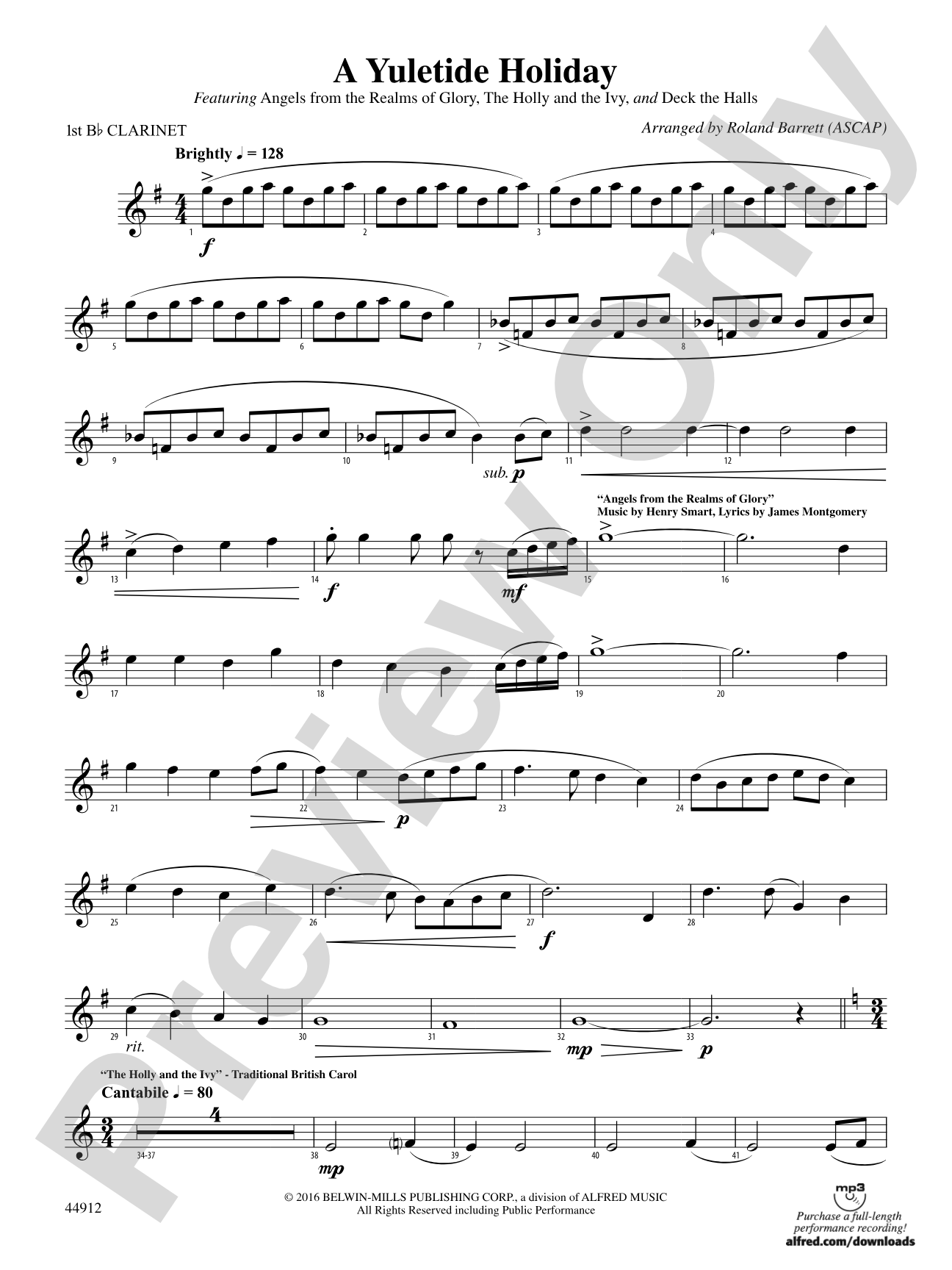 A Yuletide Holiday: 1st B-flat Clarinet