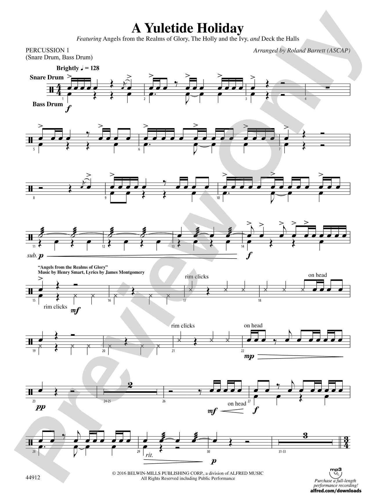 A Yuletide Holiday: 1st Percussion
