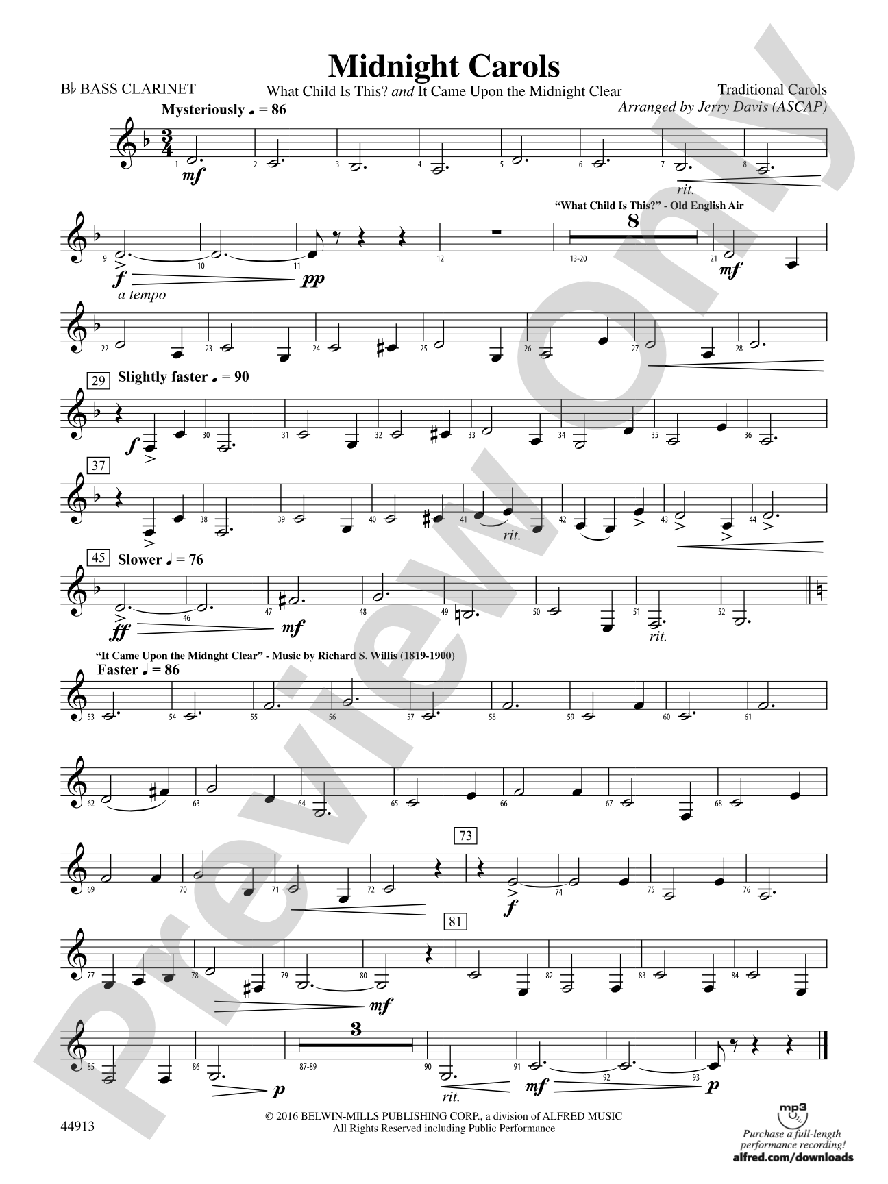 Midnight Carols: B-flat Bass Clarinet