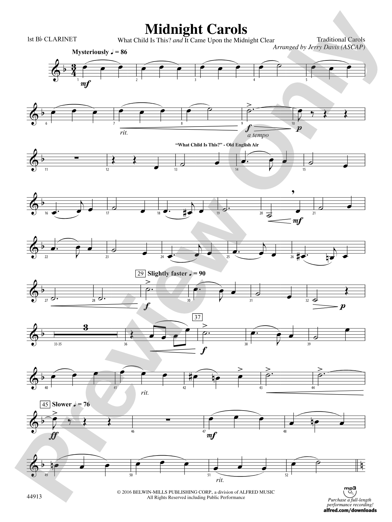 Midnight Carols: 1st B-flat Clarinet
