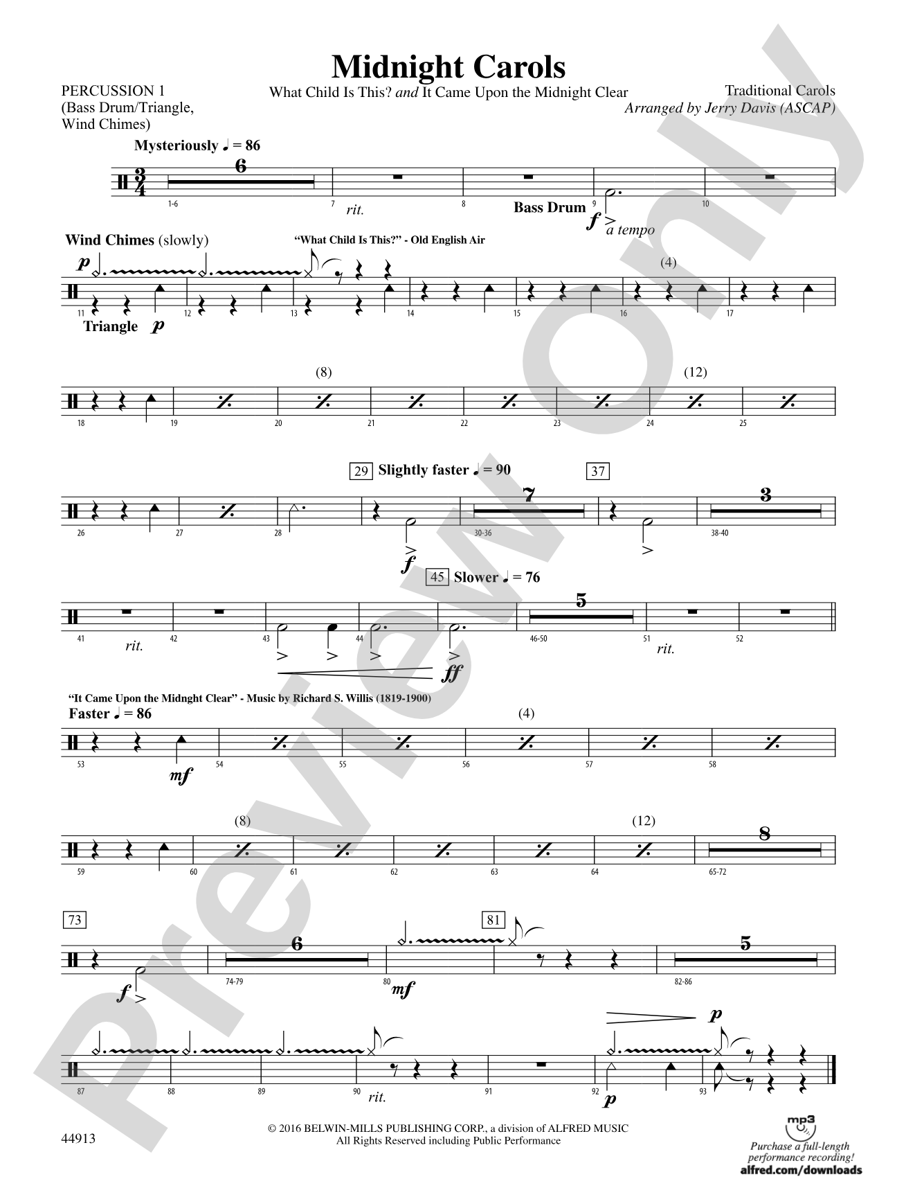 Midnight Carols: 1st Percussion