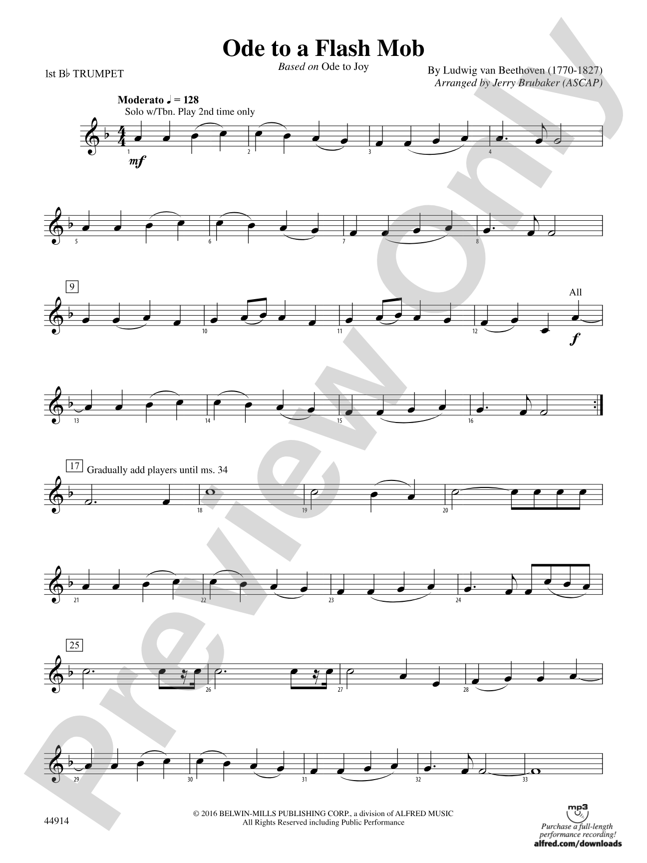 Ode to a Flash Mob: 1st B-flat Trumpet