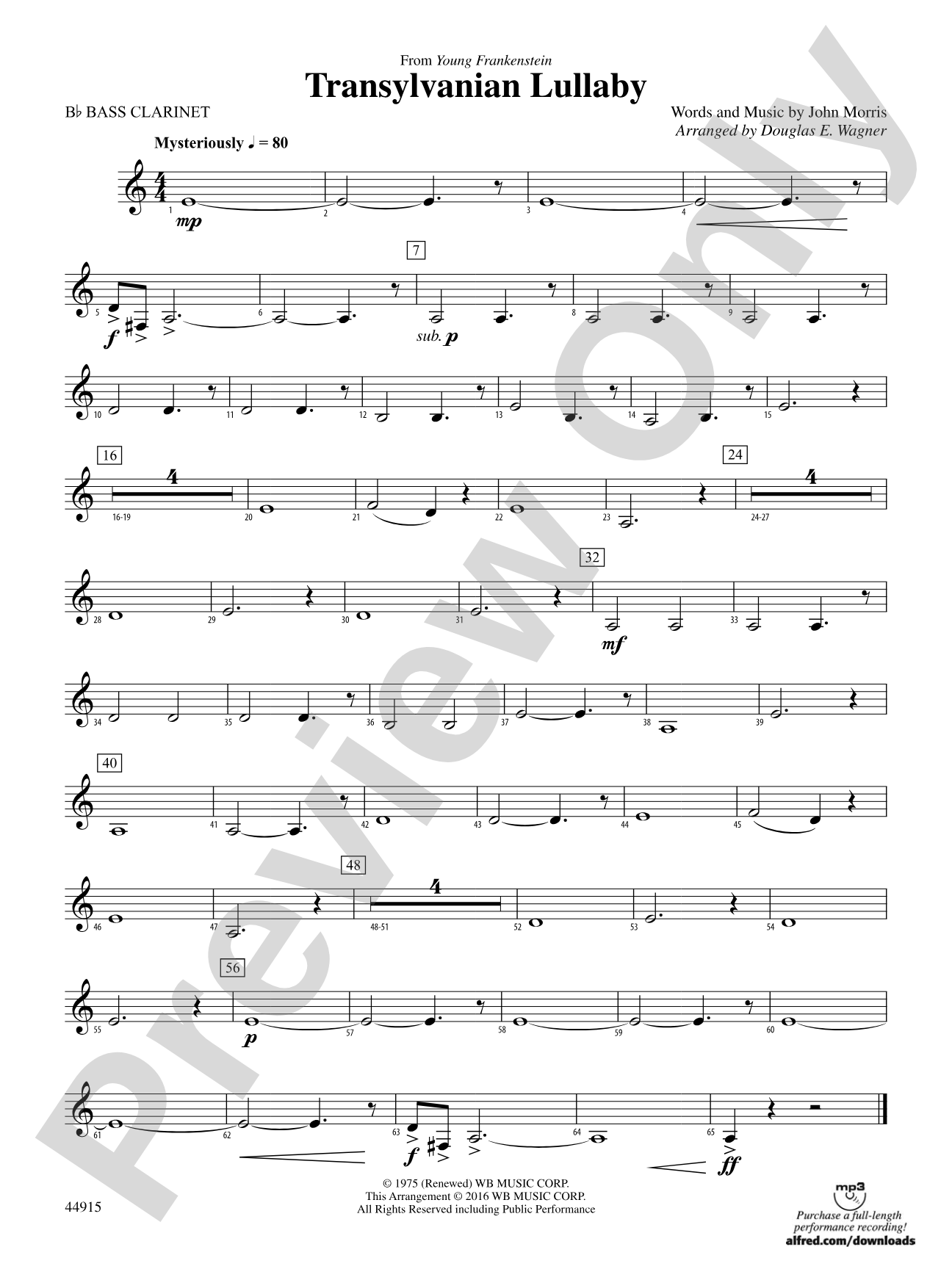 Transylvanian Lullaby: B-flat Bass Clarinet