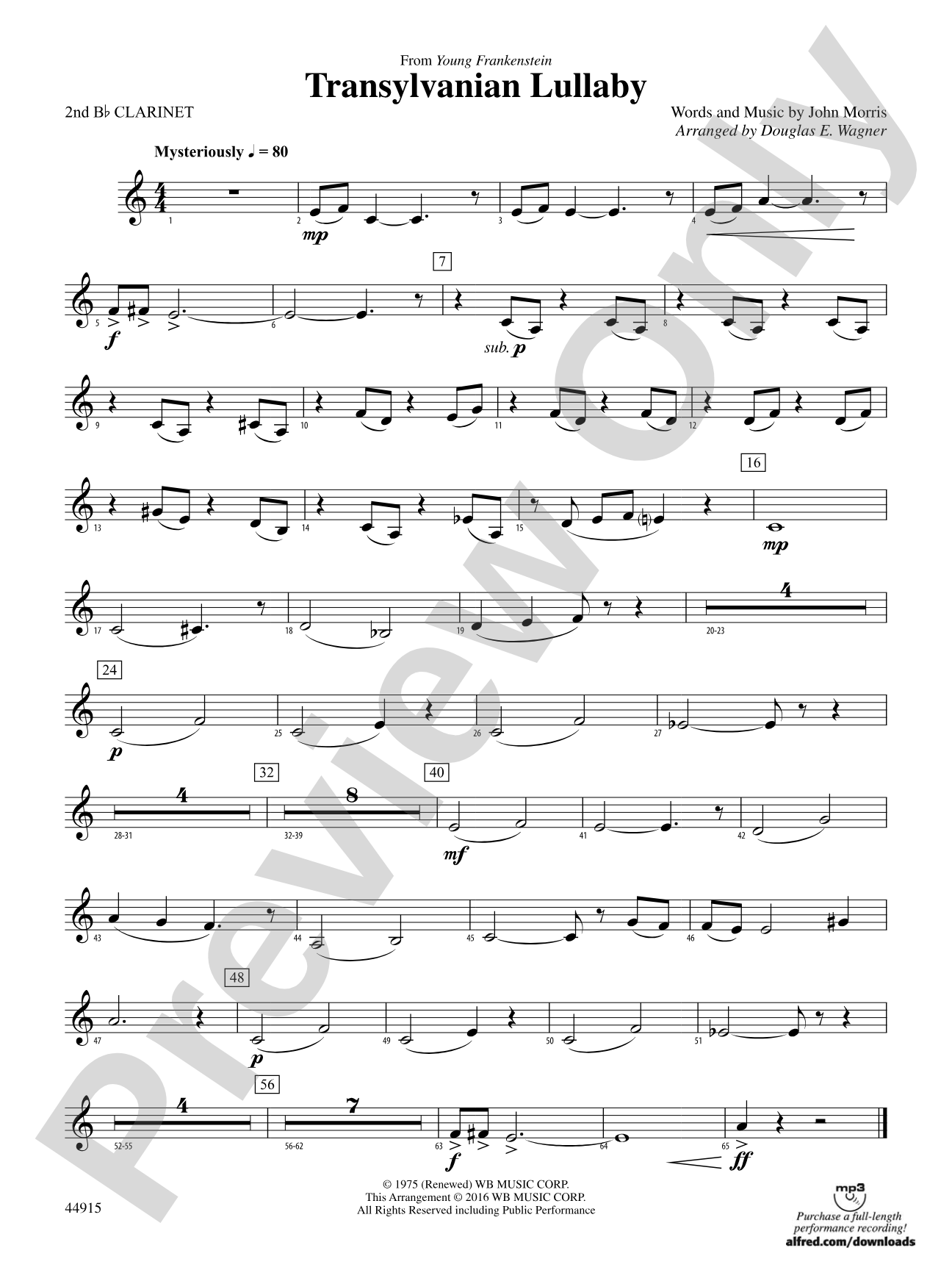 Transylvanian Lullaby: 2nd B-flat Clarinet