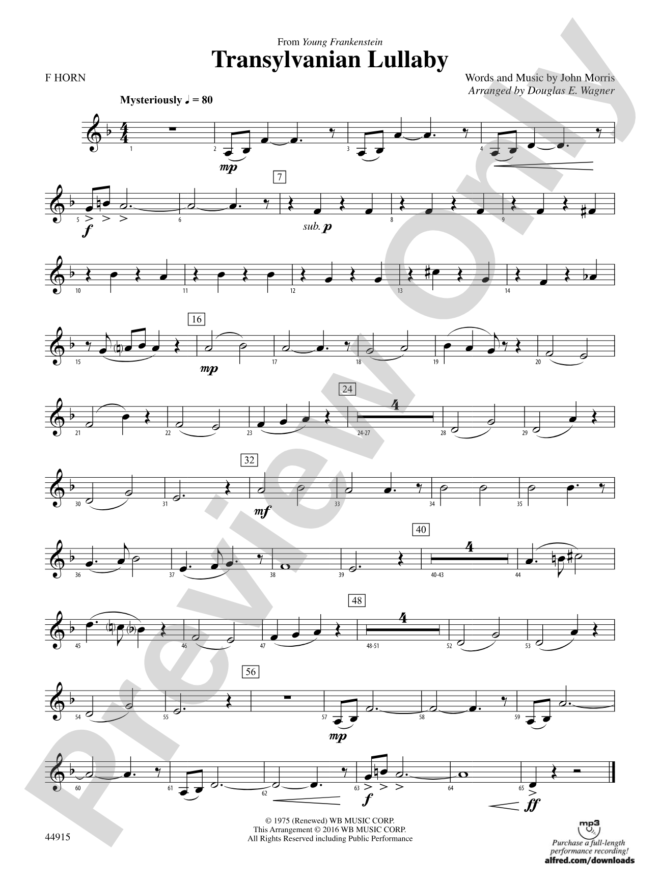 Transylvanian Lullaby: 1st F Horn