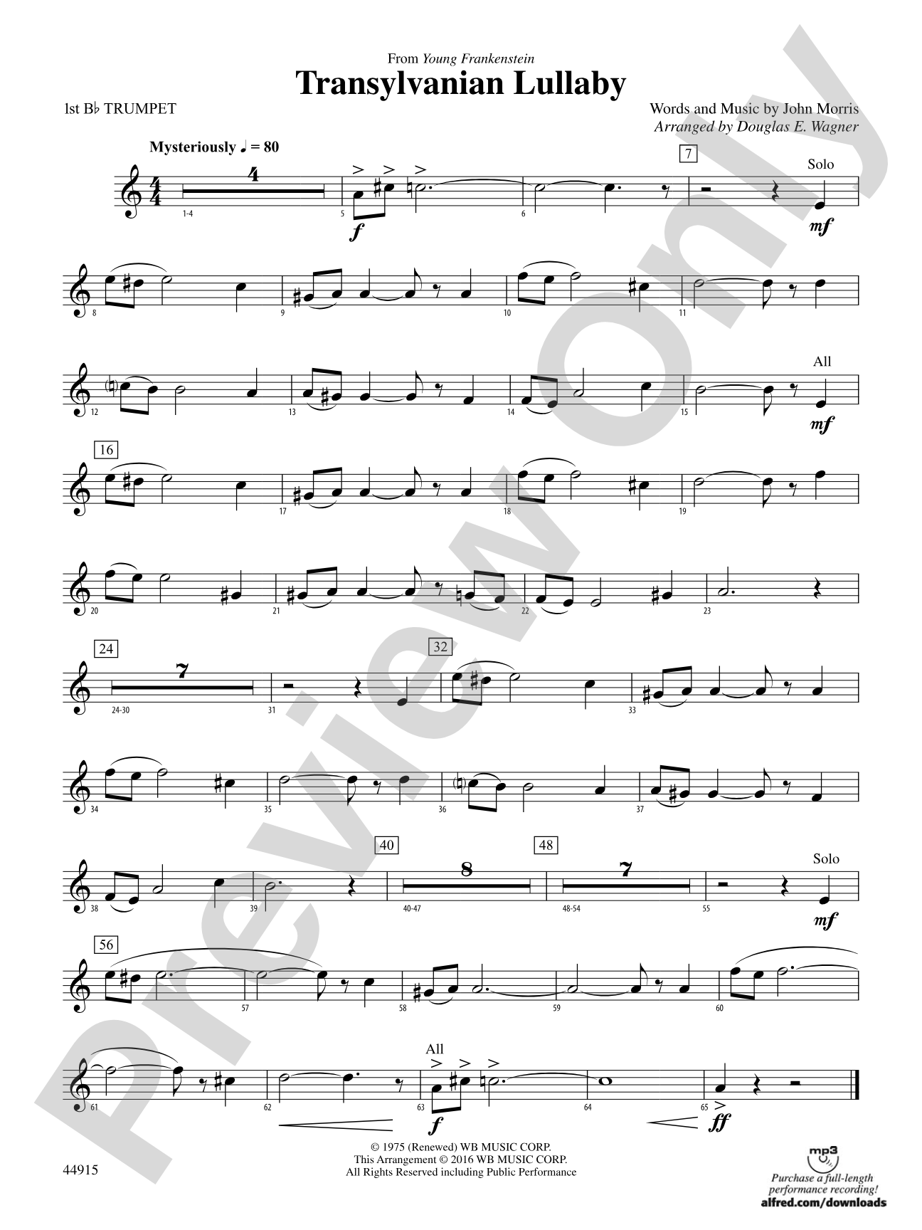 Transylvanian Lullaby: 1st B-flat Trumpet