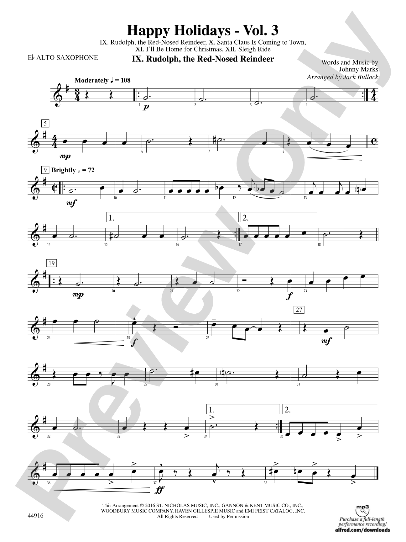 Happy Holidays---Vol. 3: E-flat Alto Saxophone