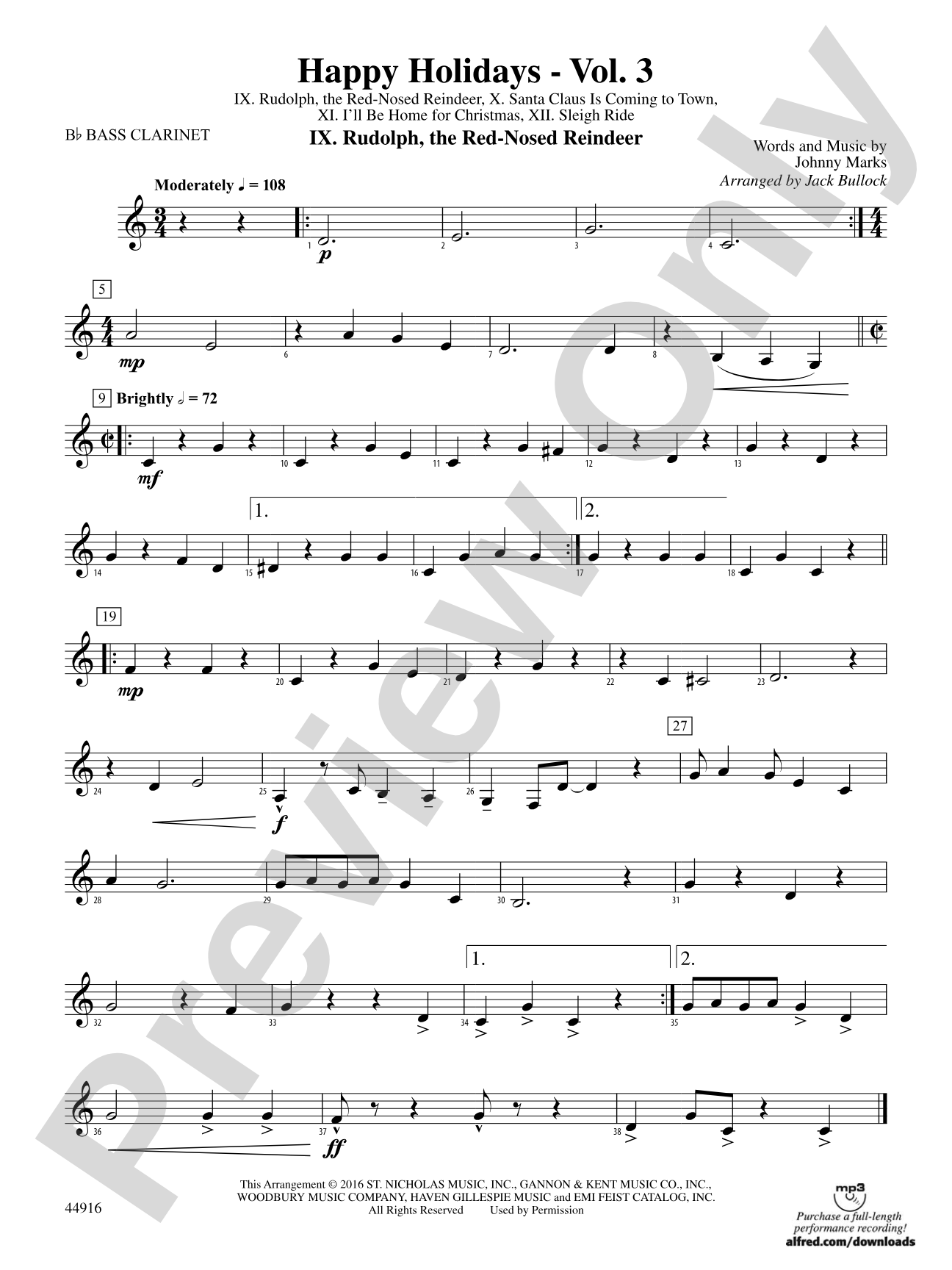 Happy Holidays---Vol. 3: B-flat Bass Clarinet
