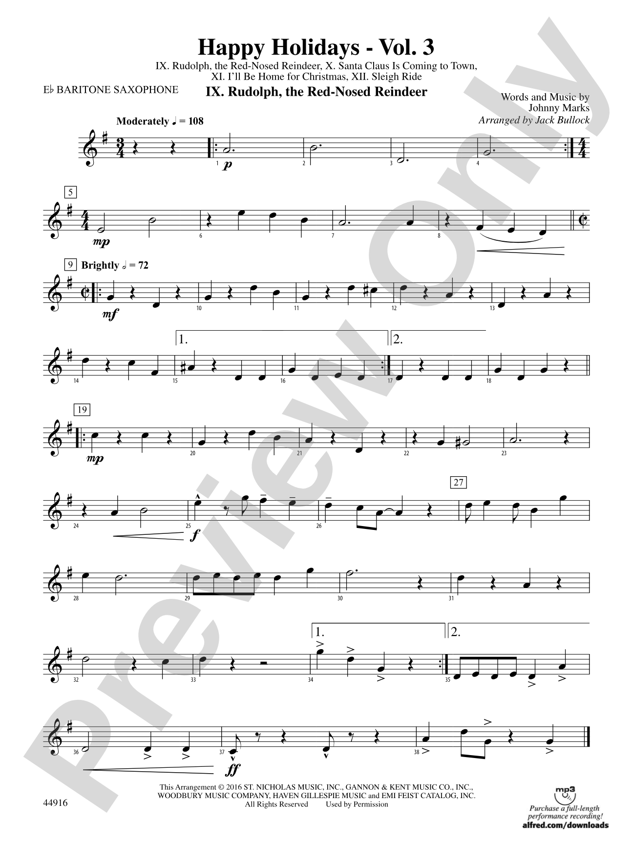 Happy Holidays---Vol. 3: E-flat Baritone Saxophone