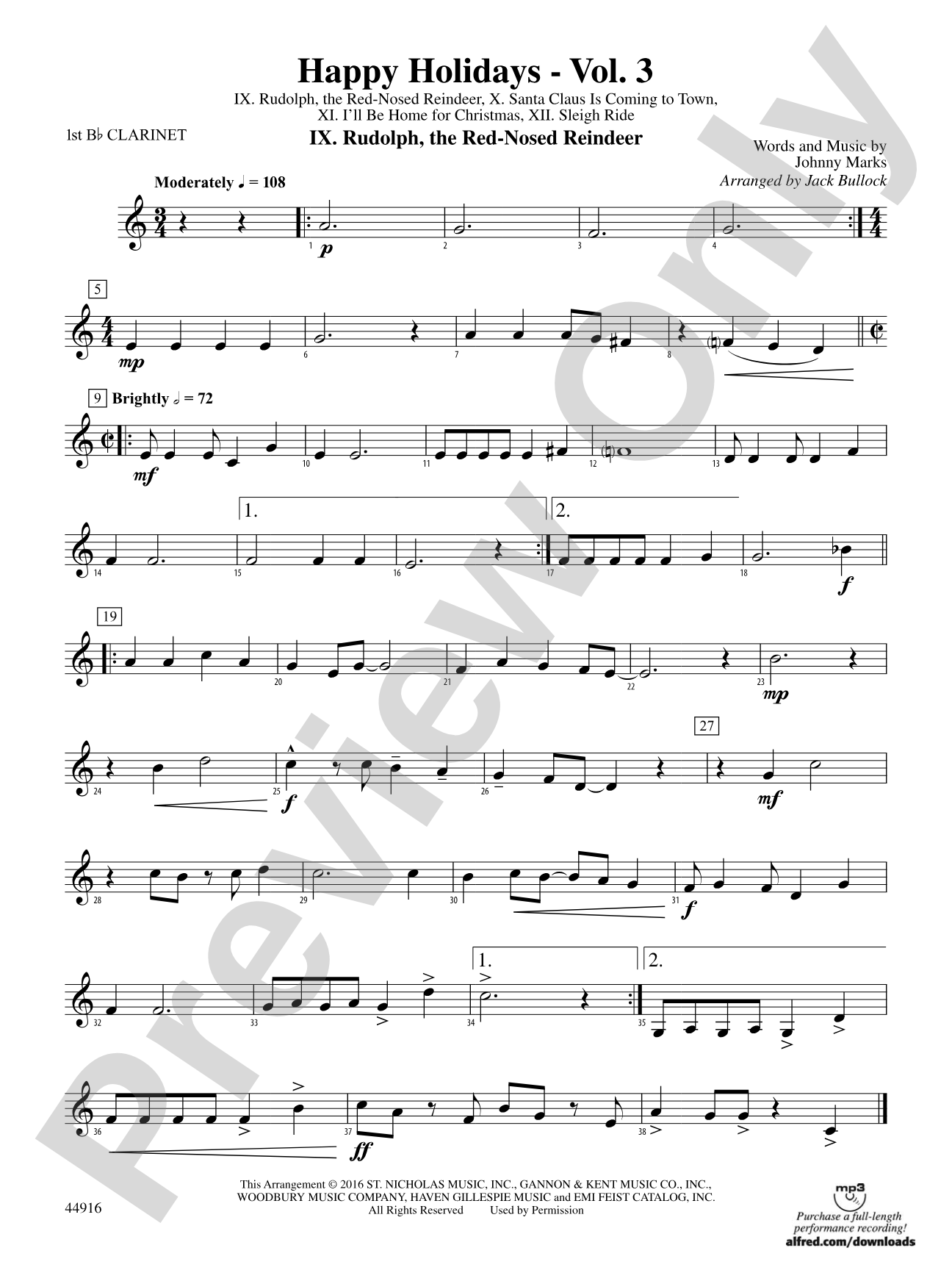 Happy Holidays---Vol. 3: 1st B-flat Clarinet