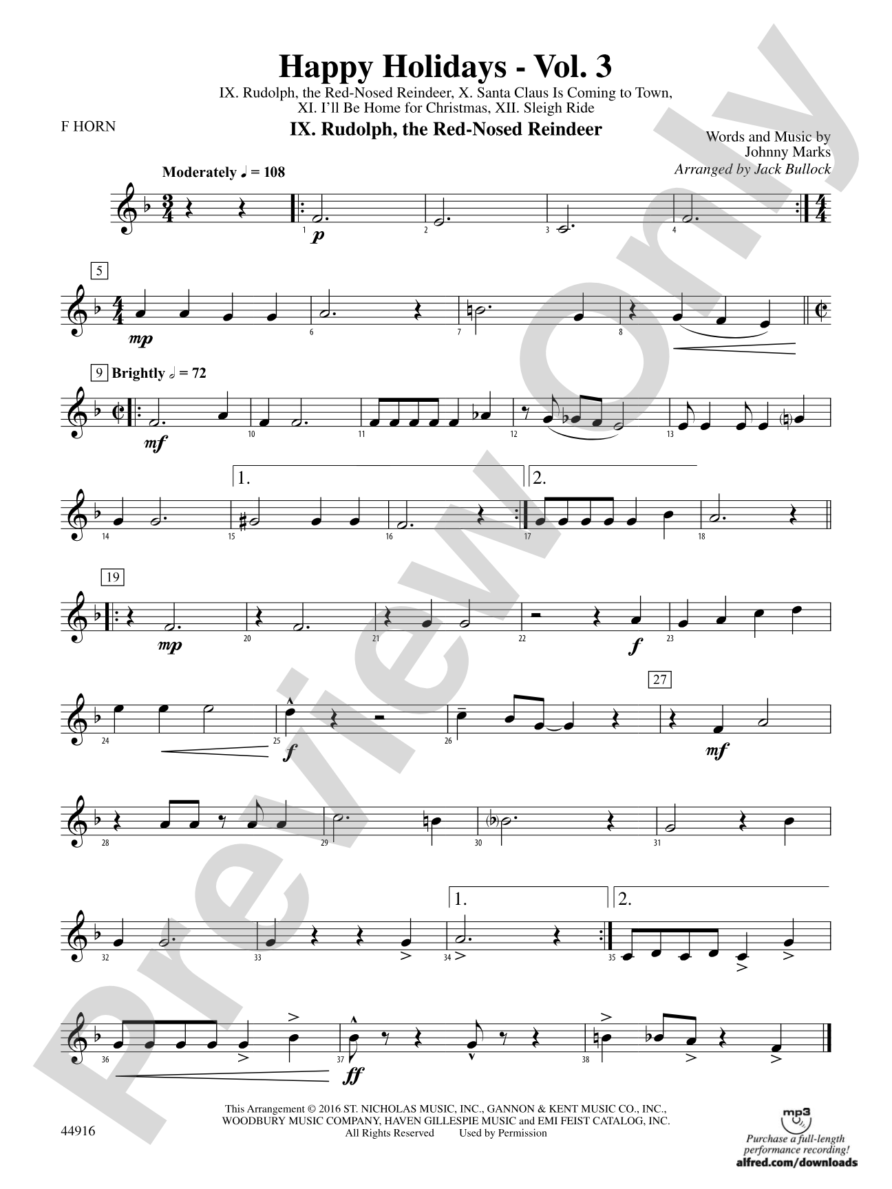 Happy Holidays---Vol. 3: 1st F Horn