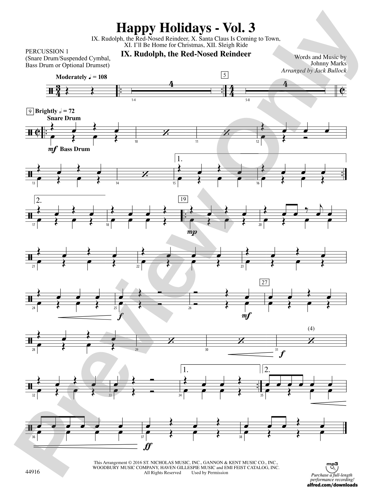 Happy Holidays---Vol. 3: 1st Percussion