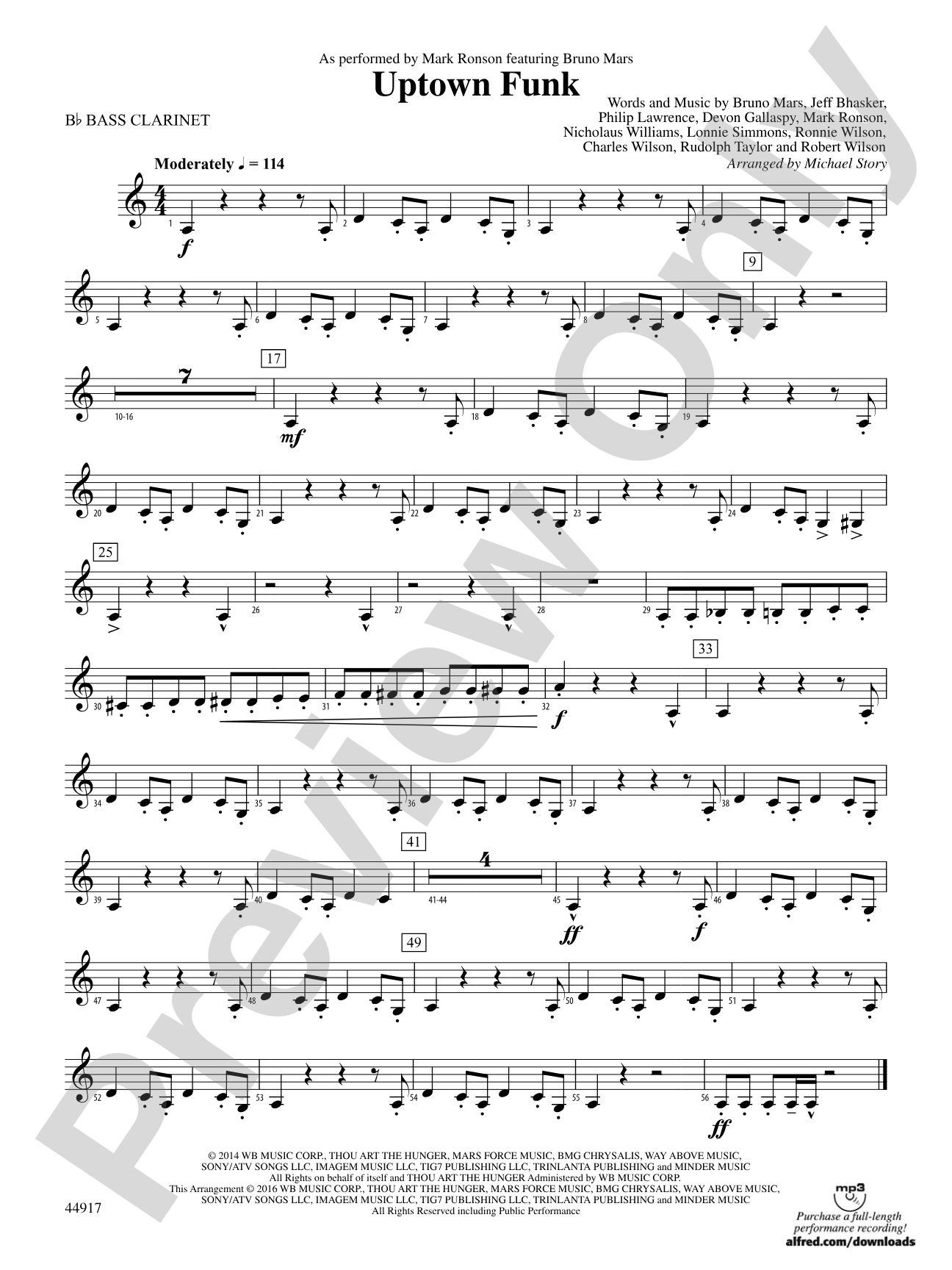Uptown Funk: B-flat Bass Clarinet