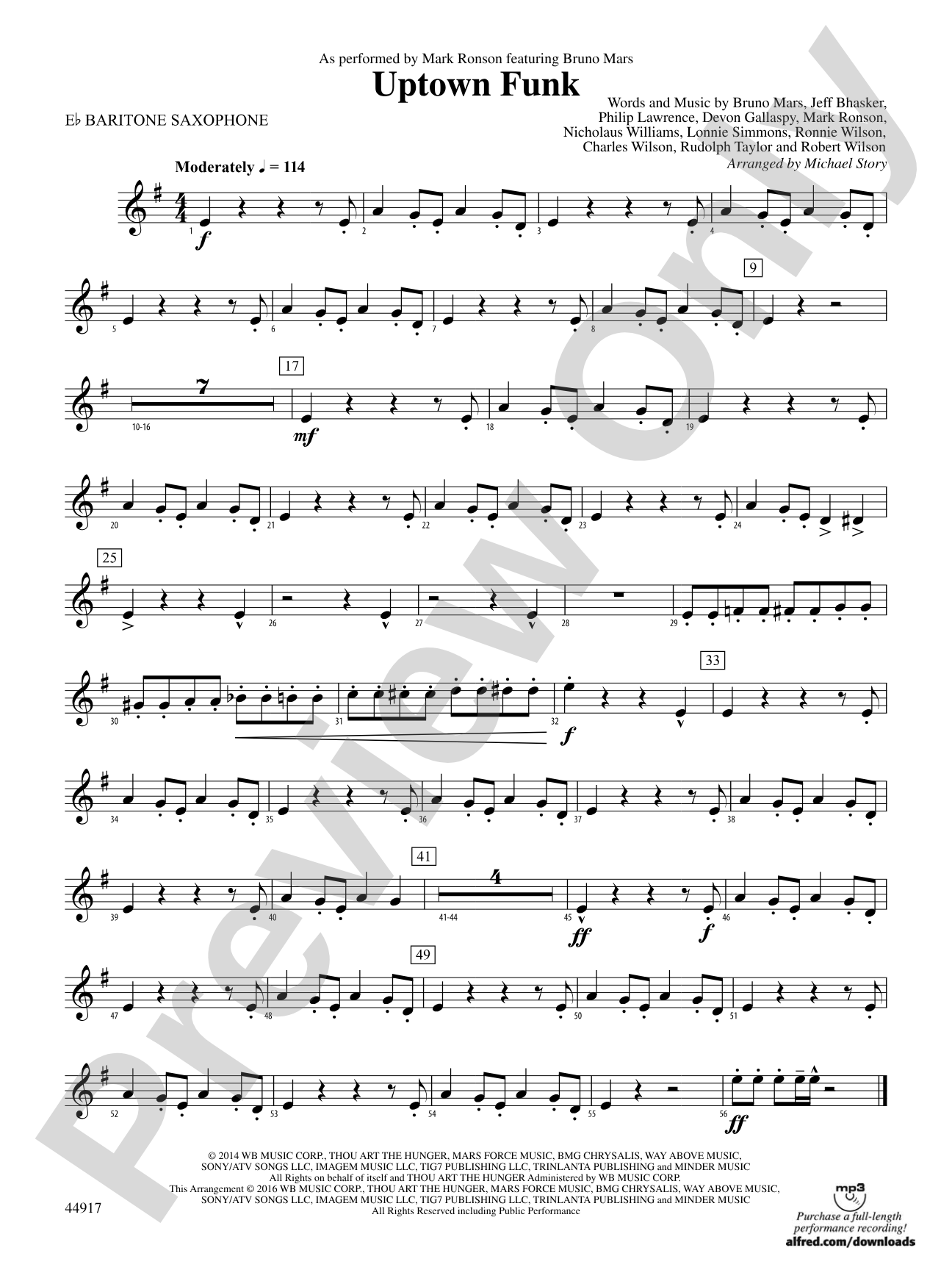 Uptown Funk: E-flat Baritone Saxophone